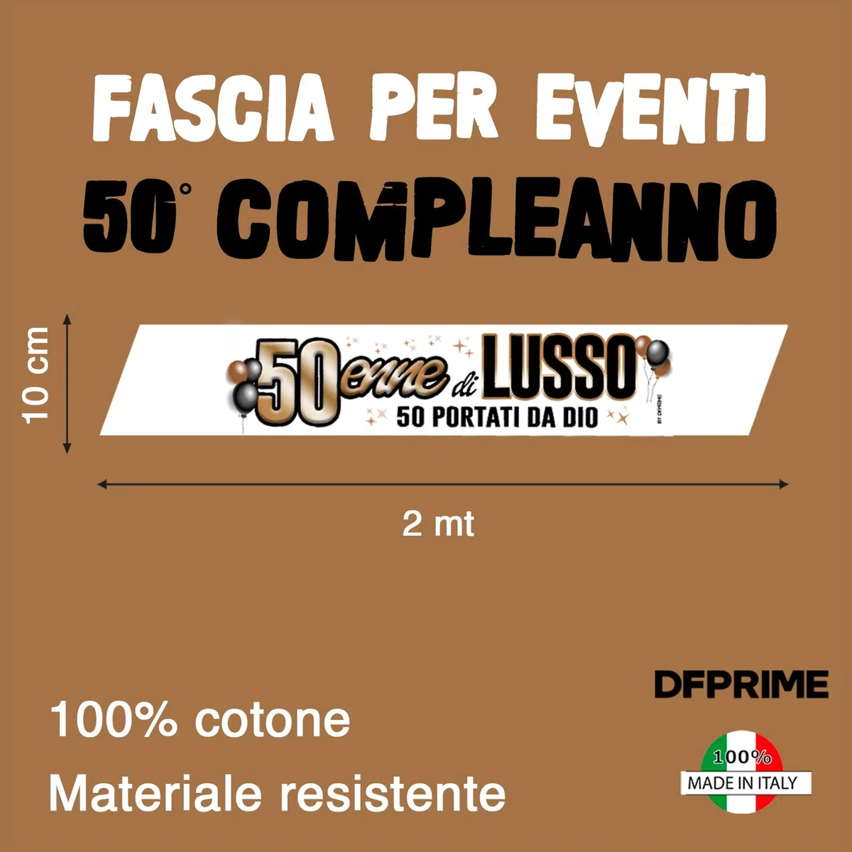 FASCIA 50 ANNI oro antico - Fascia Compleanno 50enne di LUSSO | 50 PORTATI DA DIO – Fascia Divertente e Scherzosa – Gadget Compleanno 50 Anni – Regalo Originale Uomo Donna