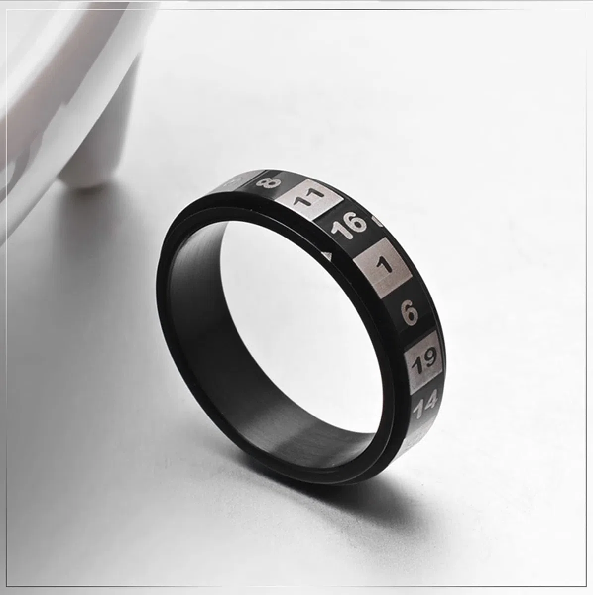 Anelli da Uomo, Numeri Girevole Anti Stress Fidget Spinner Ring Colorato/Nero