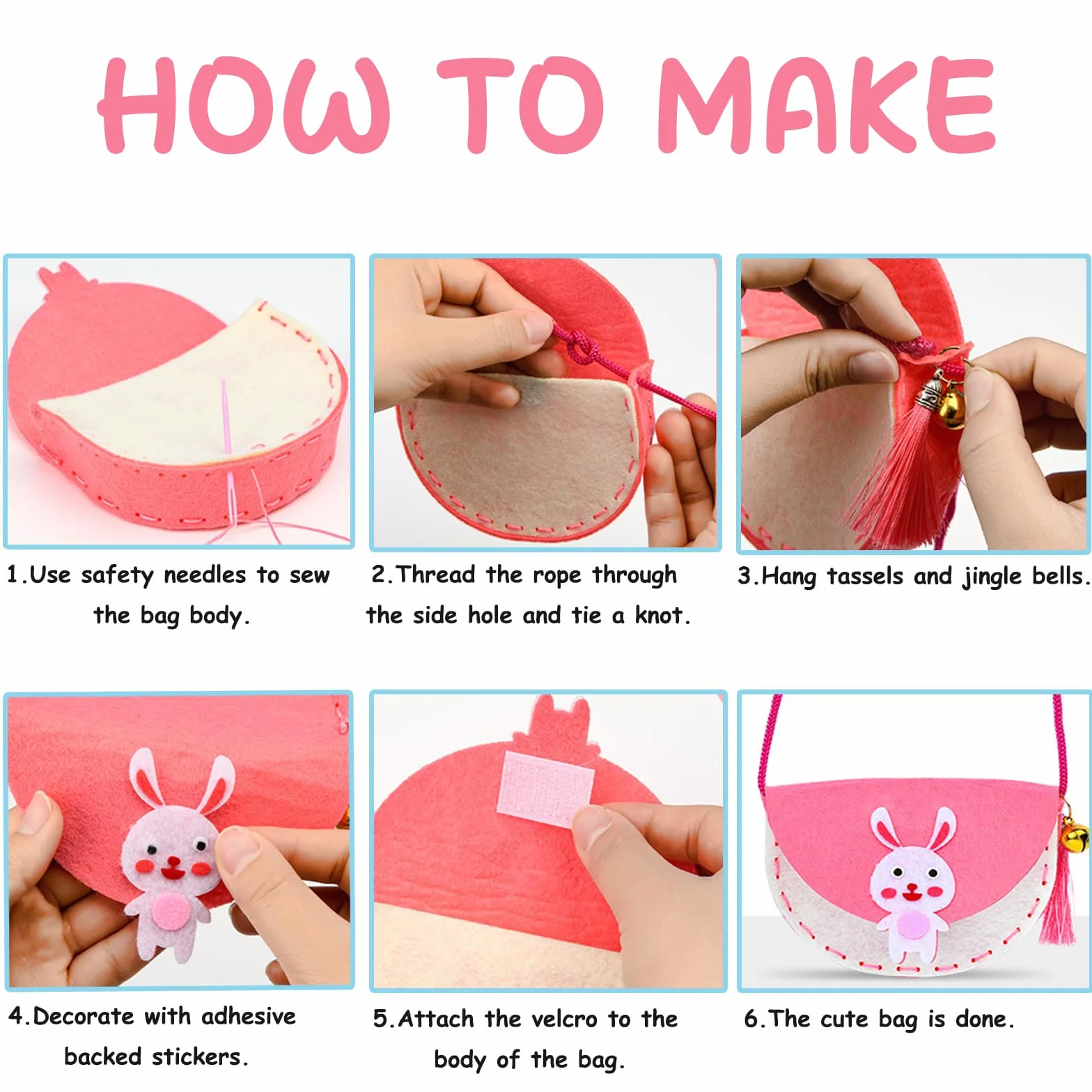 Omnikryp Set da Cucito Fai da Te per Bambini, Kit Cucito Bambina, Pacchetto da Cucire Include 6 Semplici Progetti Set Lavoretti Cucitura, Confezione da Cucire per Bambini Educativi e Principianti