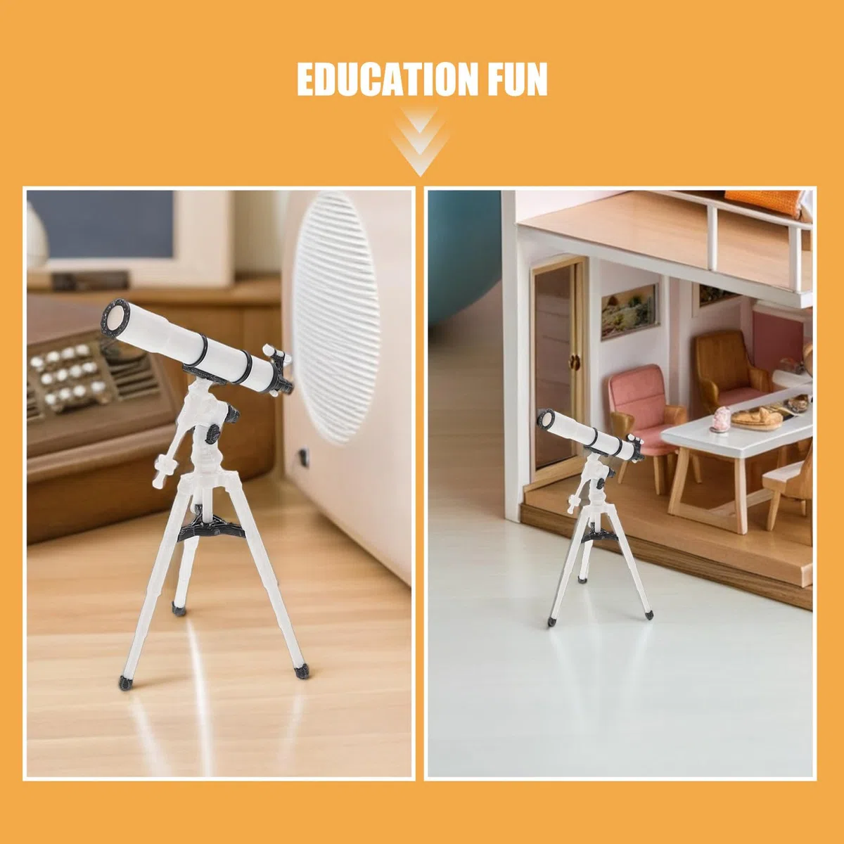 BESPORTBLE Telescopio per casa delle bambole: ornamento in miniatura con treppiede - mini binocolo tascabile, giocattolo educativo per la prima infanzia, decorazione per foto