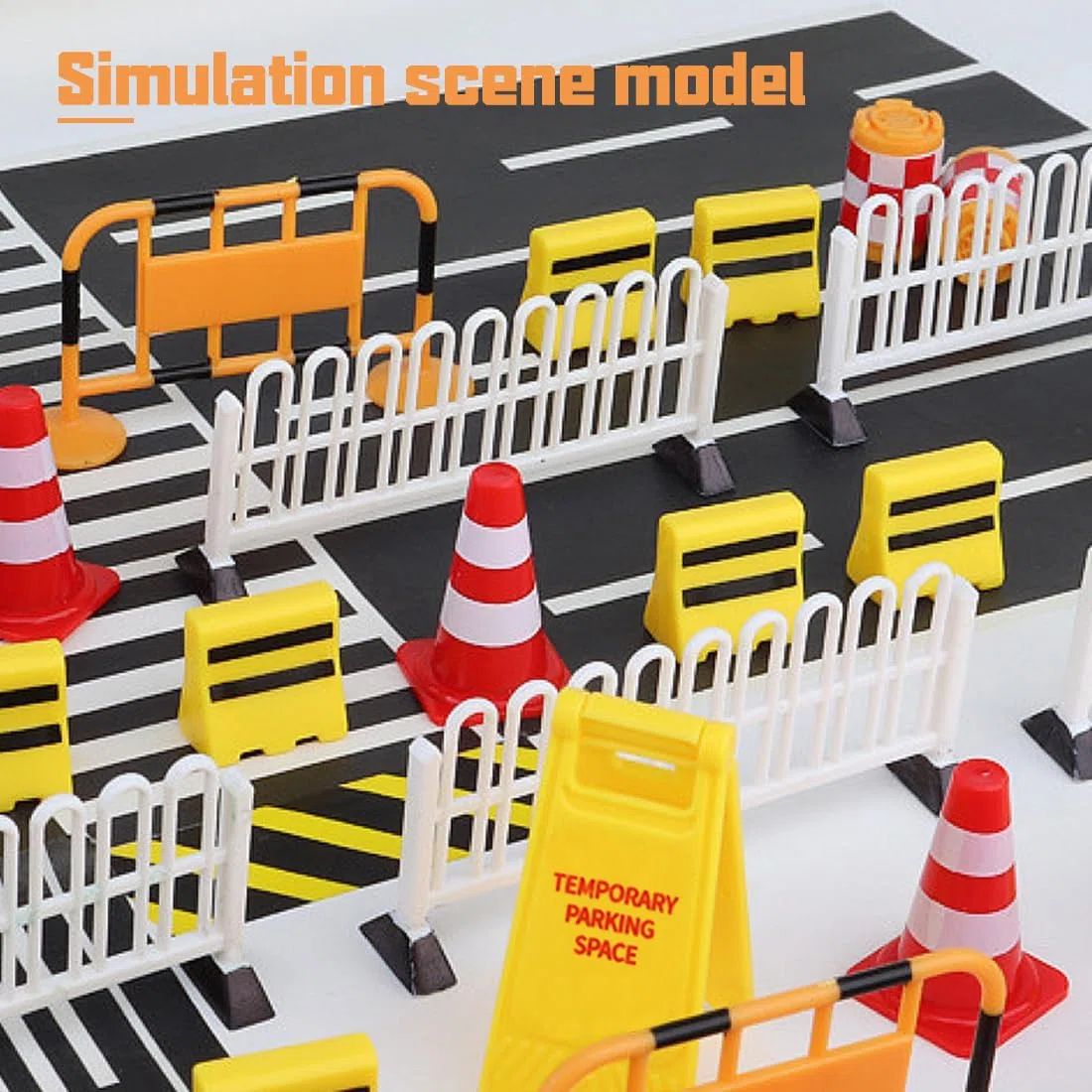 22 Pz Giocattolo di Scena Modello Segnali Stradali per Bambini Segno del Veicolo Stradale Blocco Stradale di Simulazione Segnali di Sbarramento Stradale Giocattoli Plastica