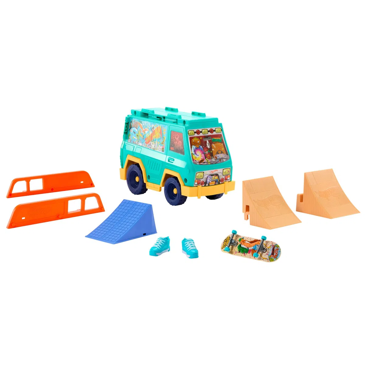 Hot Wheels Skate - Skate Van, set con veicolo, fingerboard e scarpine da skate rimovibili inclusi, realizzato in collaborazione con Tony Hawk, giocattolo per bambini, 5+ anni, JGG91