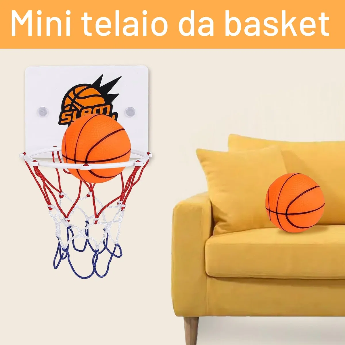 4 Pezzi Mini Canestro Basket Da Camera,Parete Aspirante E Doppio Gancio Canestro Basket Bambini, Adatto Per Giochi Per Bambini Al Coperto e Giochi Da Ufficio, Con Gonfiatore