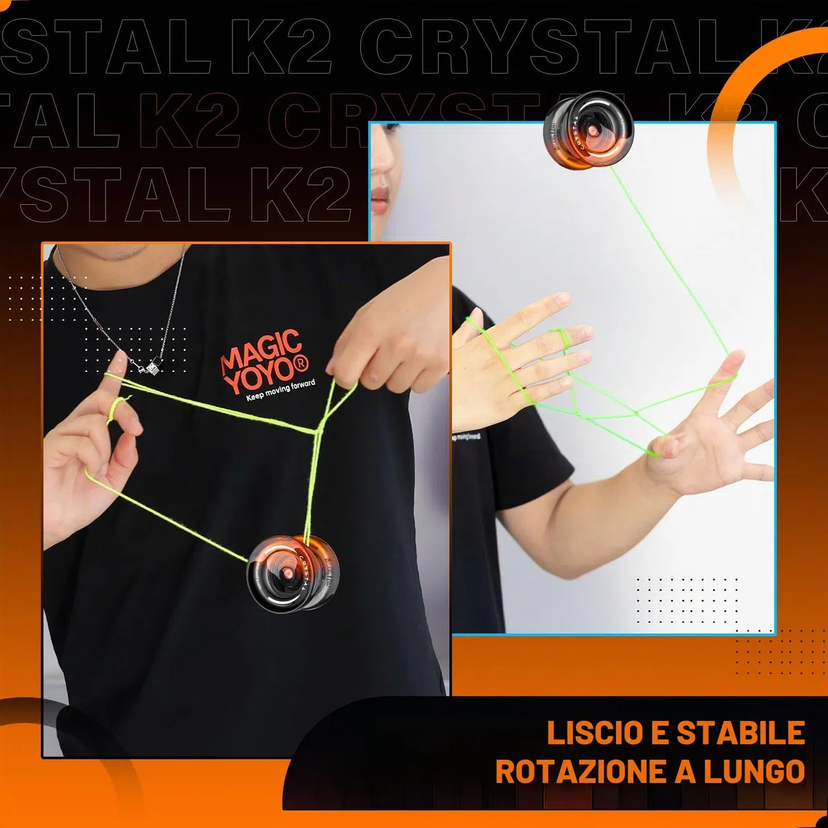 MAGICYOYO Crystal Yoyo K2, JoJo Professionale per Bambini e Principianti, Trick JoJo con Inattivo e Cuscinetto a sfera, Magic Jo Jo per Responsive e Unresponsive, con 12 Cordini, Valigia Accessori