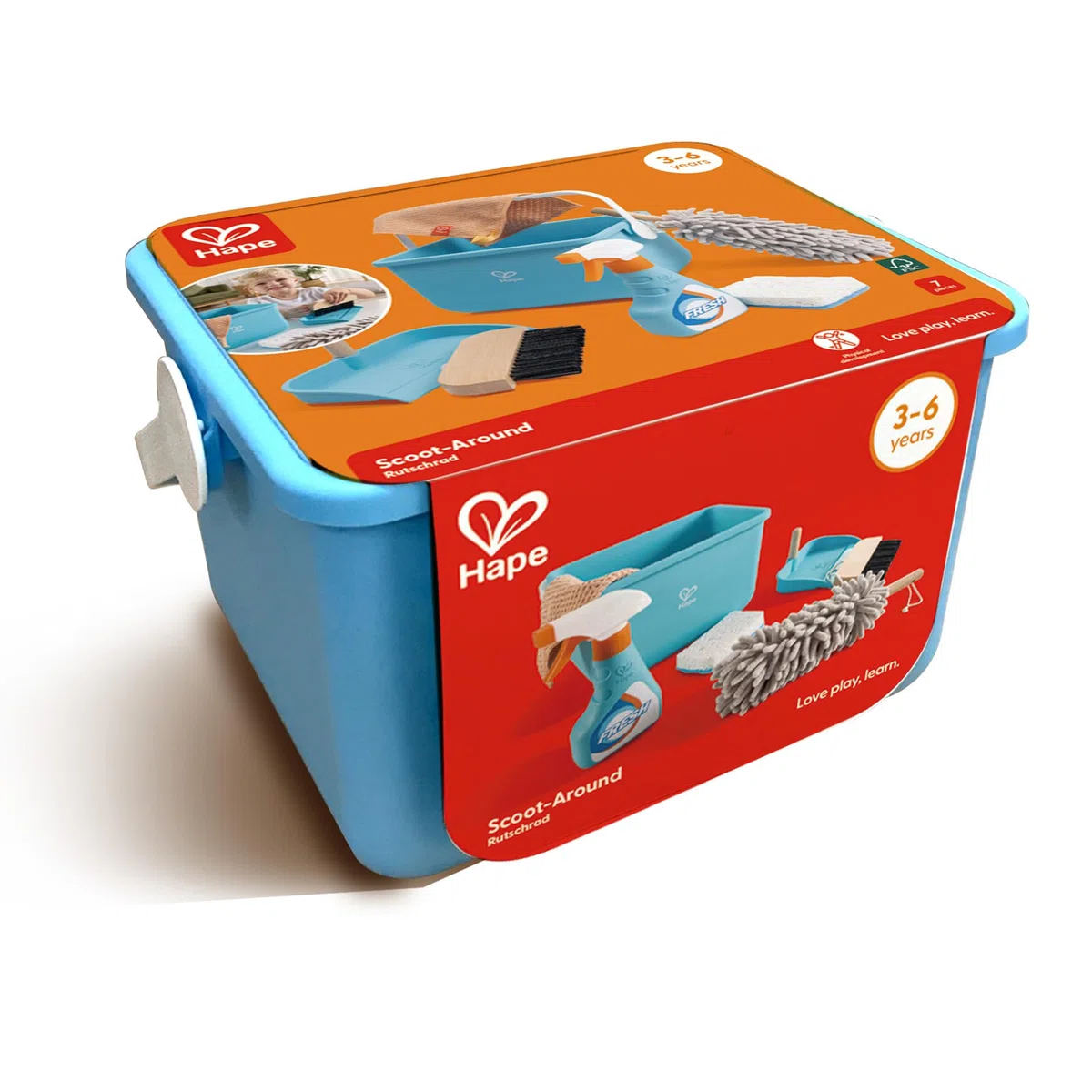 Hape Set Secchio per Pulizie per Bambini - Gioco di Imitazione con Strumenti di Pulizia per Piccoli Aiutanti
