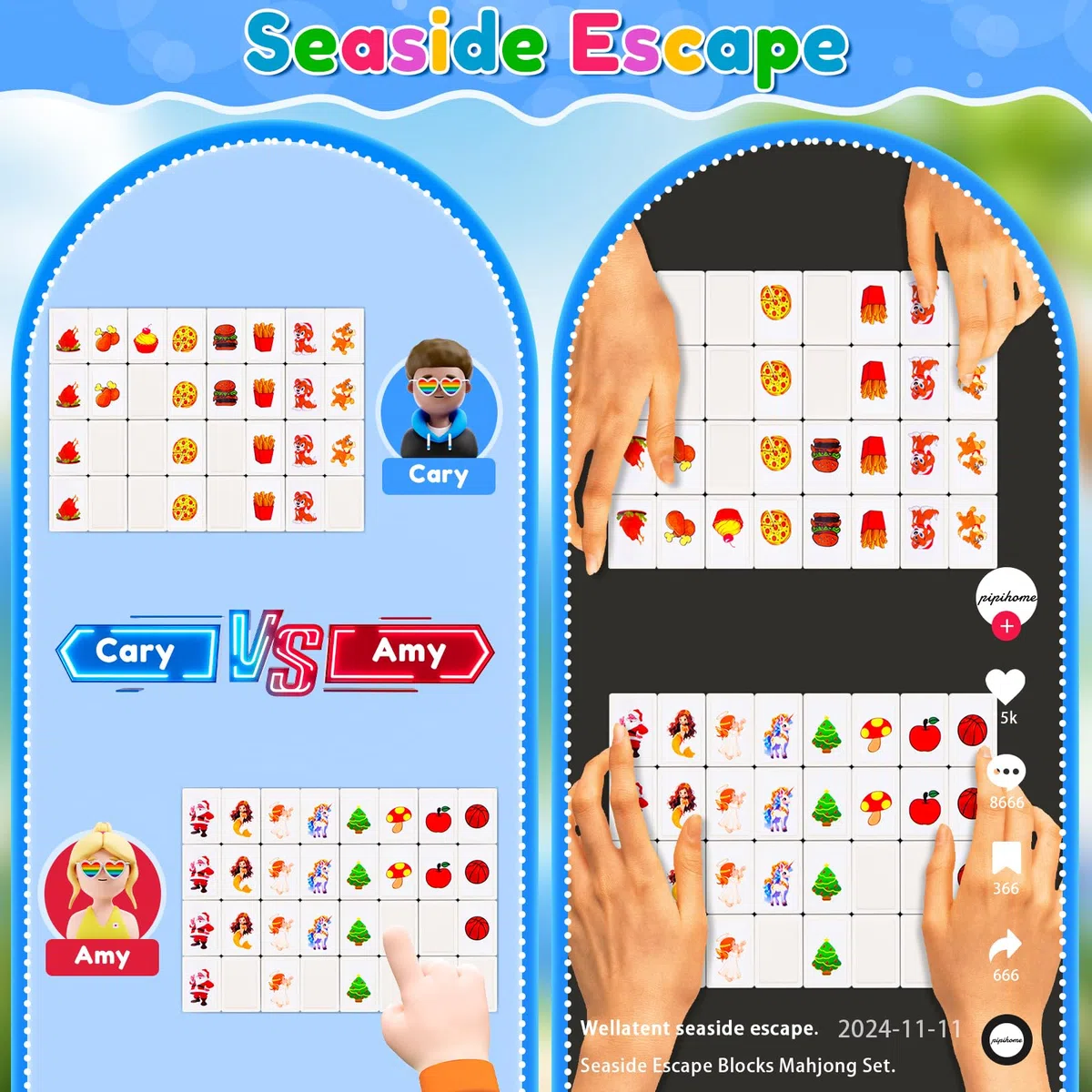 Seaside Escape Gioco da Tavolo, 65 Blocchi 30mm, Bandiere Nazionali, Gioco di Piastrelle per Feste in Famiglia