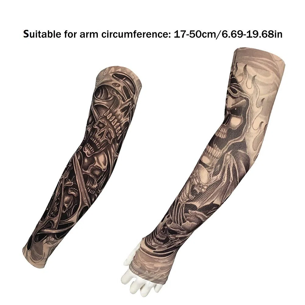 EQLEF Manica Tatuaggio per uomo, maniche per tatuaggio temporanee morbide e finte calze per bretelle per Halloween Basket Basket e guida- 2 paia