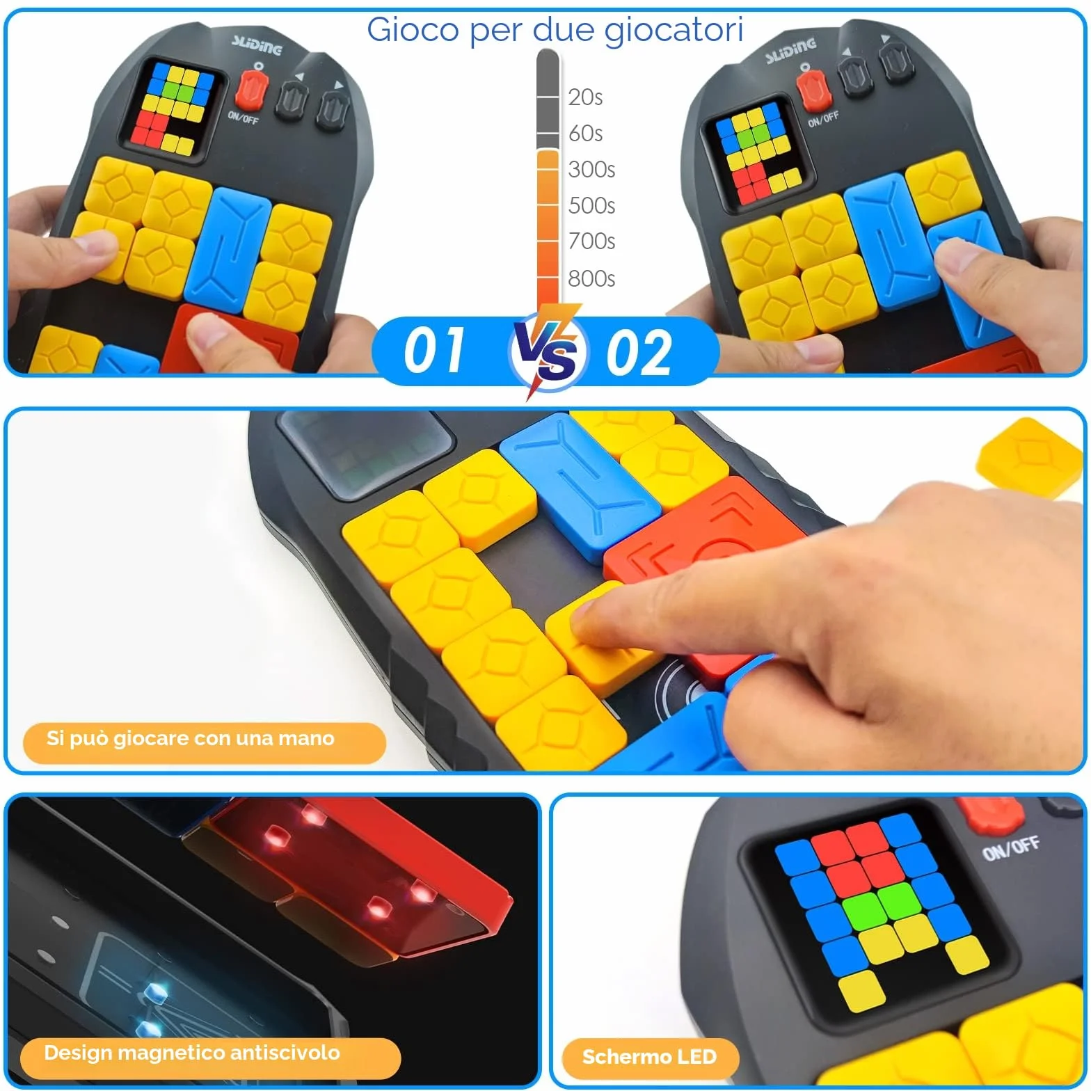 Puzzle rompicapo a scorrimento, gioco di memoria con oltre 500 livelli, palmare da gioco elettronico, giocattolo educativo per bambini e adulti