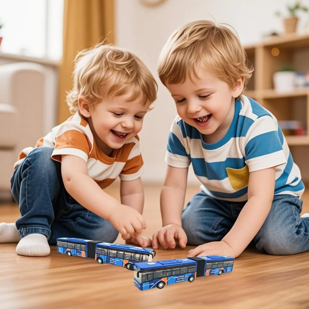 Autobus Giocattolo, Auto Giocattolo Bambino Mini Bus Modello, Macchinine Giocattoloper Bambini, Movimento ad Attrito, GiocattolosEducativo per Bambini Regalo di Compleanno(Blu)