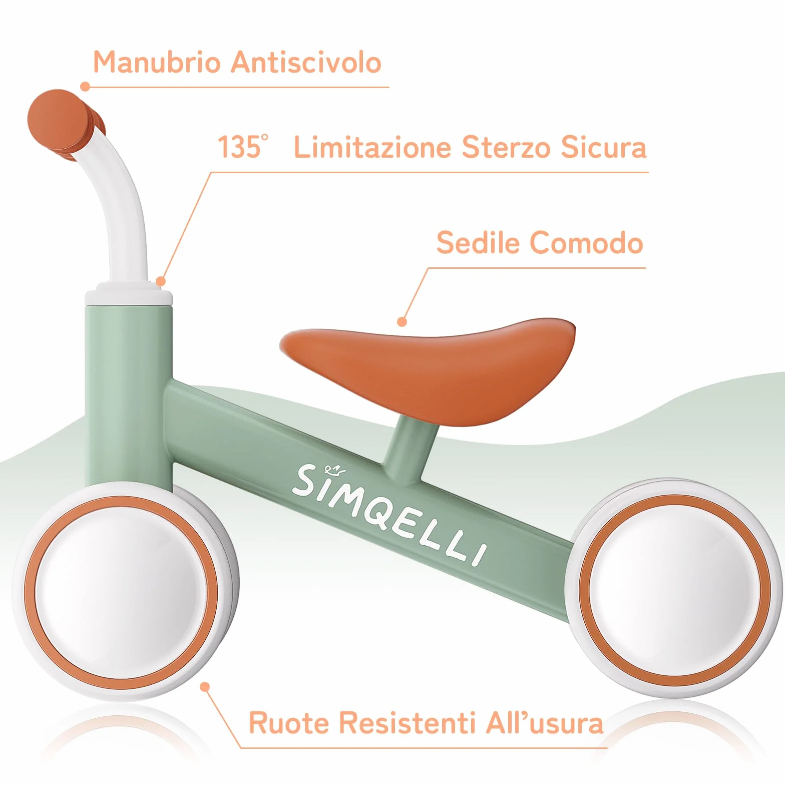 Bicicletta Senza Pedali per 1 Anni (10-24 Mesi), Bicicletta Equilibrio per Bambini, con 4 Ruote Primo Regalo di Compleanno per Bambini e Bambine (Verde)