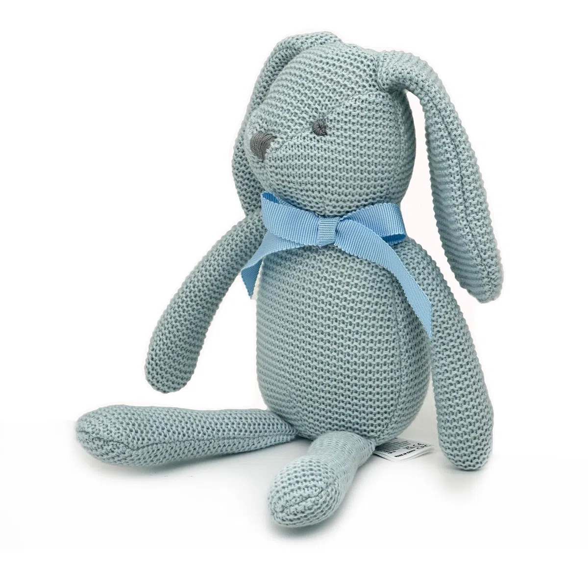 FLUFFYFUN Coniglio Peluche Neonato 100% Cotone biologico 18cm blu