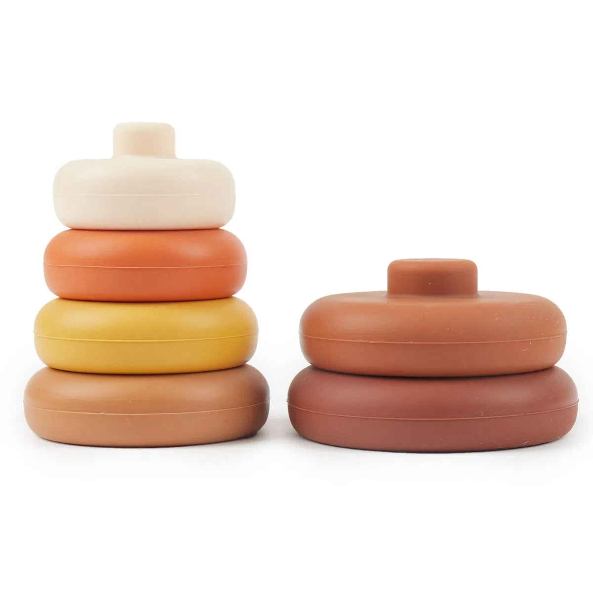 Bieco Torre Impilabile per Bambini in Silicone Chocolate Bliss | Costruzioni per Bambini 1 Anno | Giochi Incastro Bambini Giochi Bimbi Giochi Montessoriani Bambina Giochi Montessori Neonato Bimbo