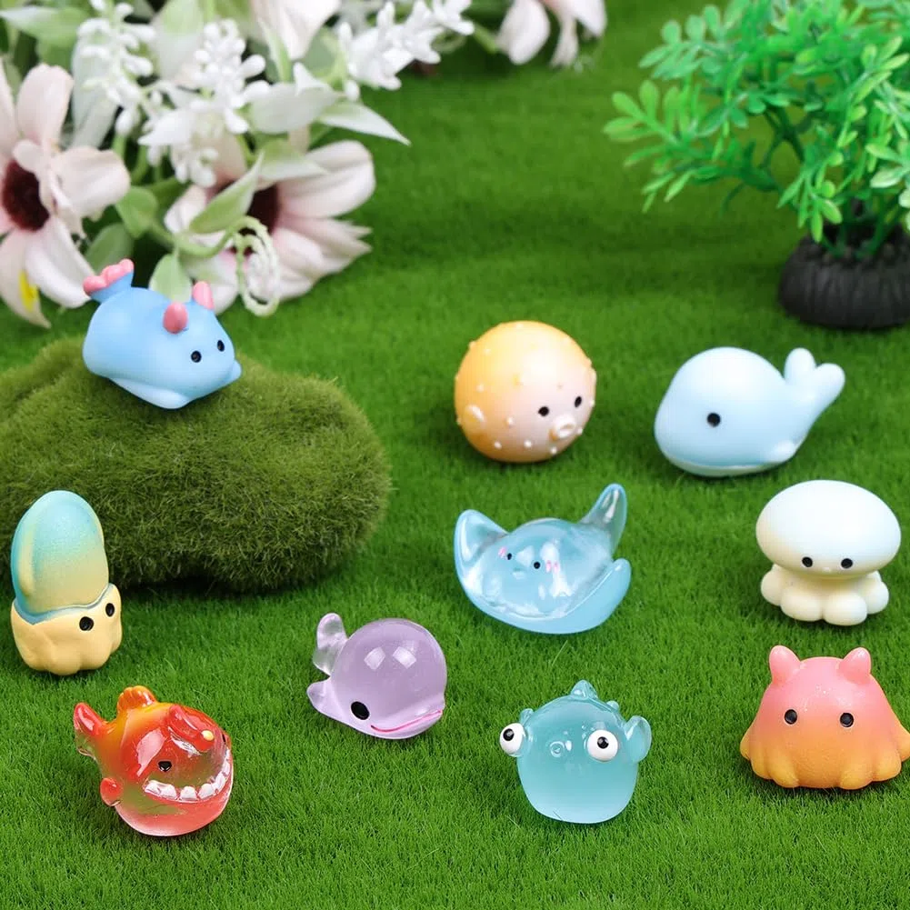 DiULi Piccoli Animali in Resina, 36 PCS Mini Animali in Resin, Piccoli Animali in Miniatura, per Giardino, Paesaggio, Casa delle Bambole Ornamento Fai da Te, Compleanno, Serie Ocean