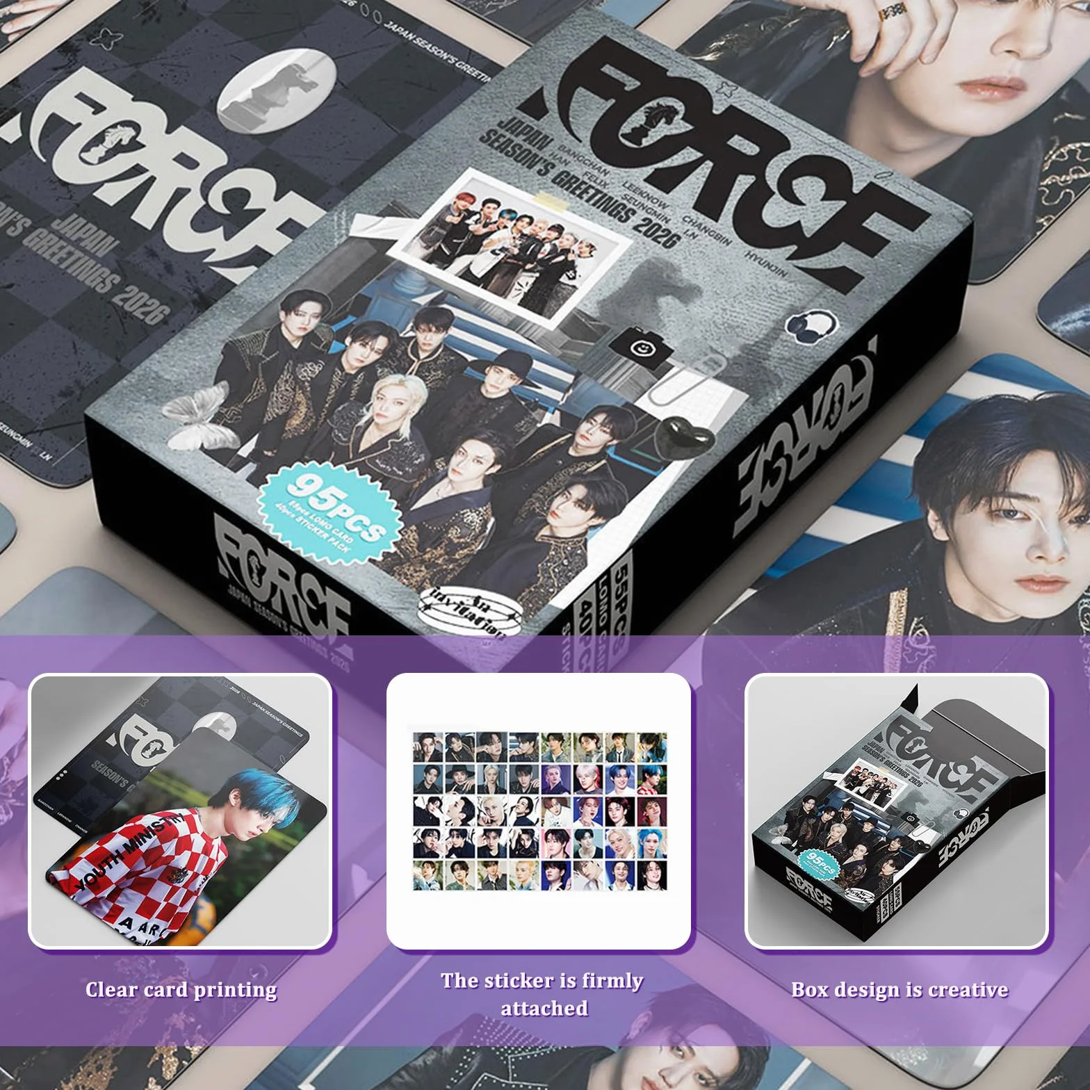 380 Pezzi SK 5 Stelle Album Set di Adesivi per Fotocarte,Carte da Collezione SK K-Pop,SK Lomo Karten,Includere 220 SK Album Fotocard e 160 SK Photo Sticker Set Regalo per Kpop Fans Merchandise