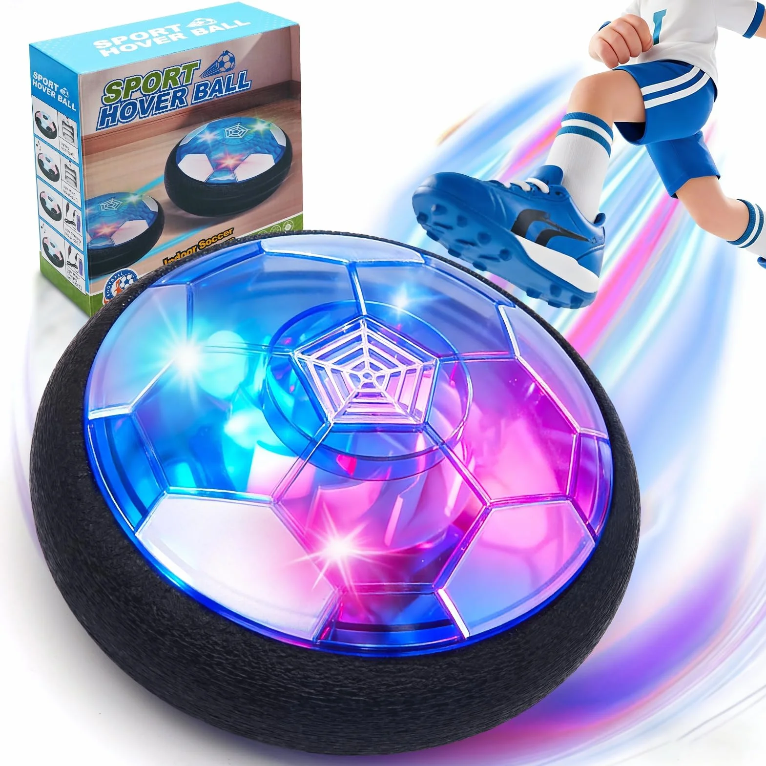 Air Power Calcio Giocattoli, Pallone da Calcio Fluttuante con Luci LED e Musica, Hover Ball, Palla Volante, Giocattolo calcio Indoor per Ragazzi E Ragazze di 3-12 Anni