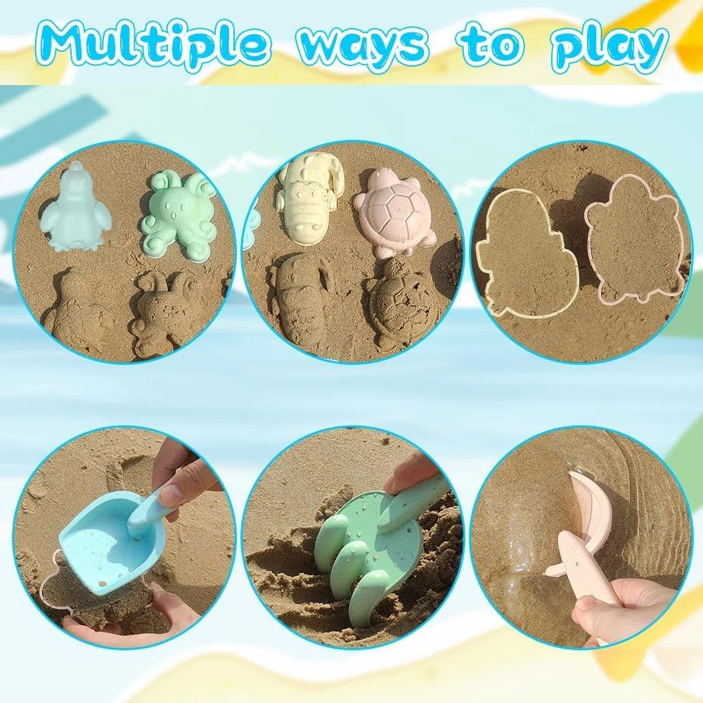 Giochi Spiaggia Bambini | 11 Pezzi con Secchiello Pieghevole & Formine | Giochi Spiaggia Bambini 1 Anno | Sabbia & Acqua | Set Spiaggia Bambino (Colori Vivaci) (Secchio Arancione)