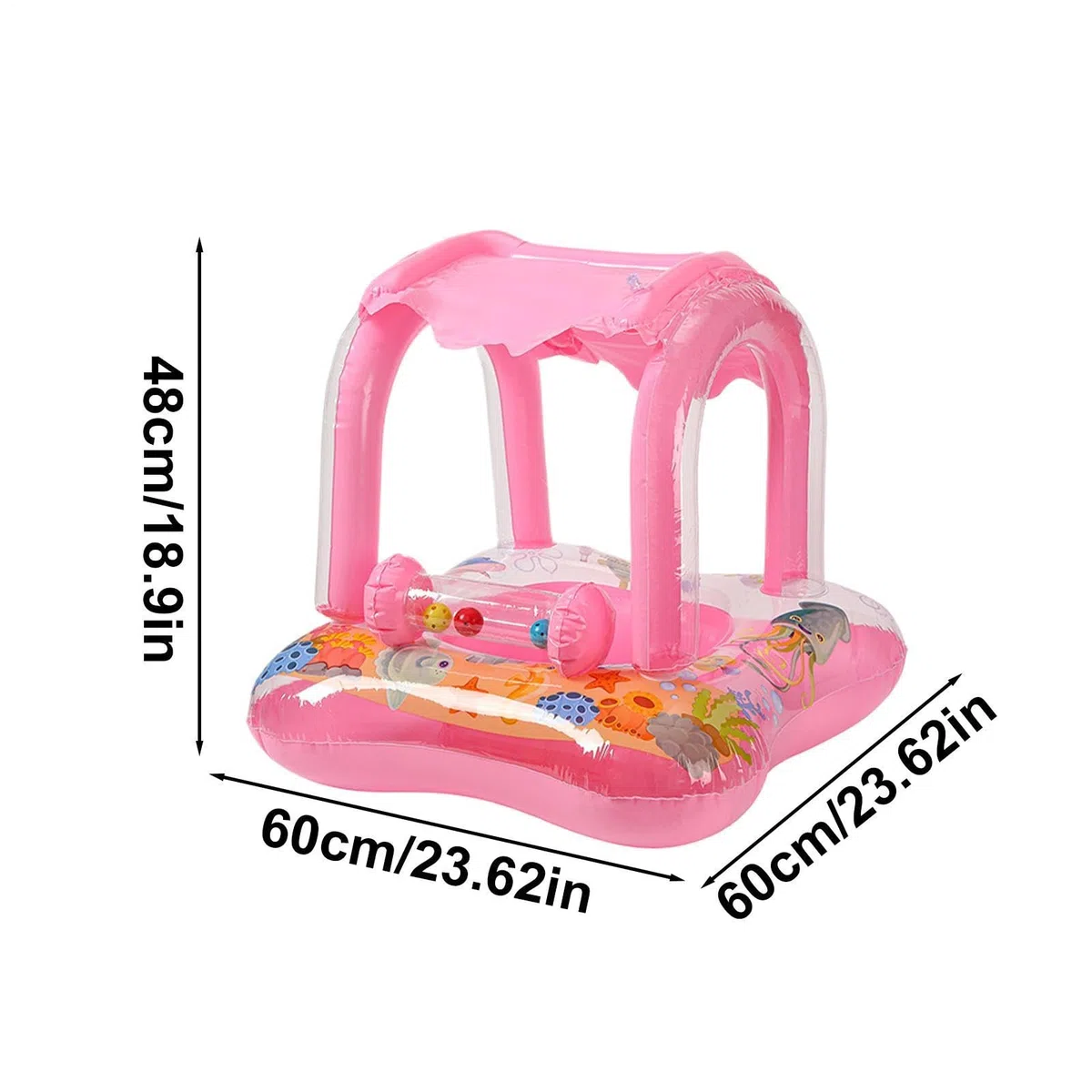 Galleggiante per piscina con tettuccio di protezione solare, aiuto gonfiabile per bambini, portatile, stile cartone animato, galleggianti d'acqua XBeach, Lago e | Anello da nuoto UV Toddlersc