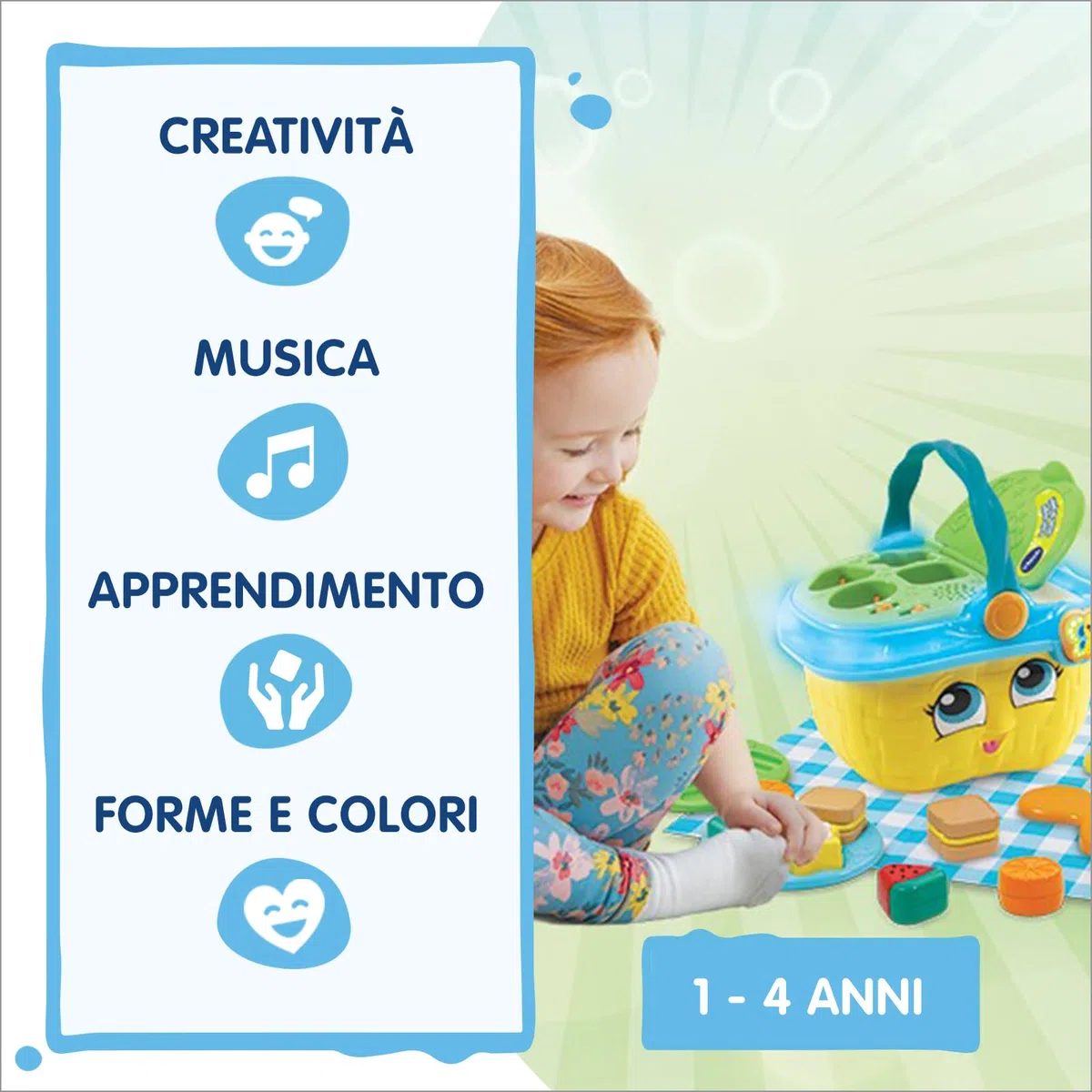 VTech Il Mio Magico Cestino da Picnic, Cestino con Giochi Educativi per Bambini, Giocattolo con Forme, Gioco Interattivo con Tante attività, Lingua Italiana, Batterie Incluse, 1-4 Anni