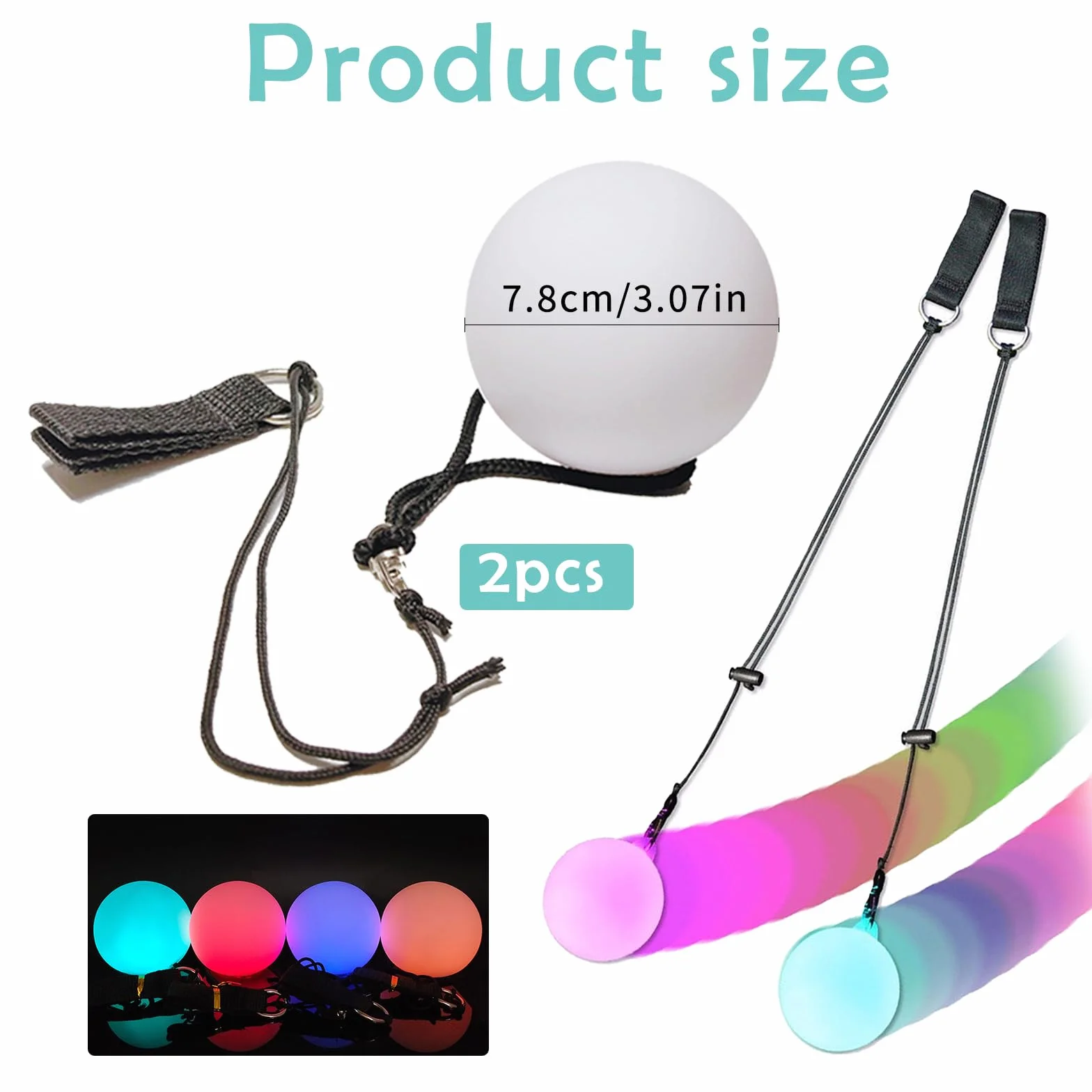 2 pz LED Poi Balls, palle luminose, Poi luminose per giocoleria, danza e spettacolo, strumento per principianti e professionisti