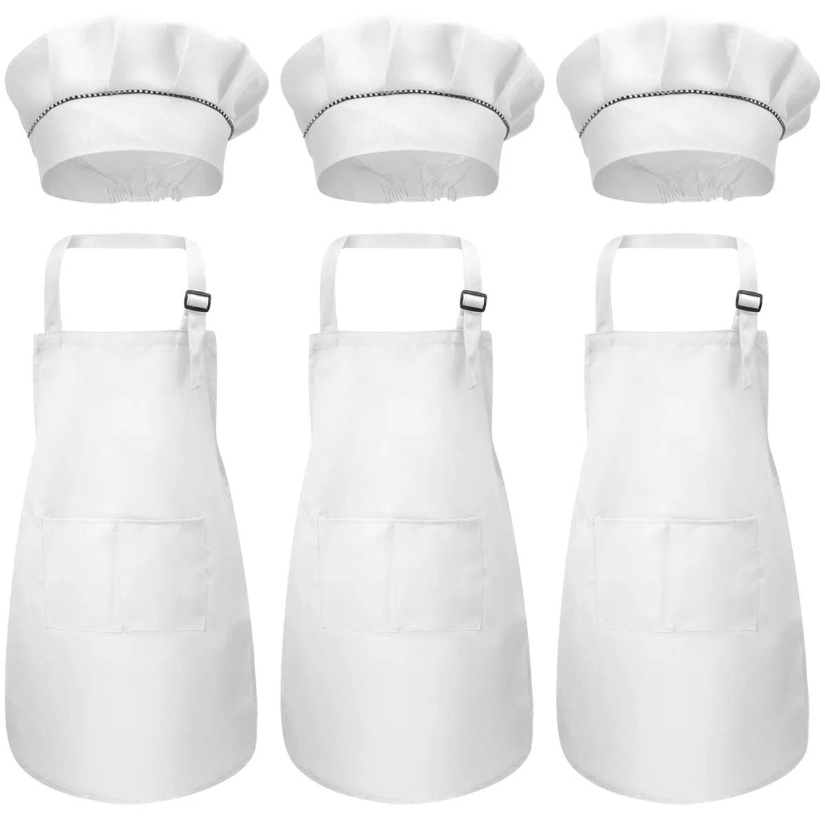 6 grembiule per bambini e cappello da chef set, grembiuli da chef con tasche, per ragazze e ragazzi regolabili, grembiuli da cucina da giardino, per bambini, grembiuli da cucina per pittura