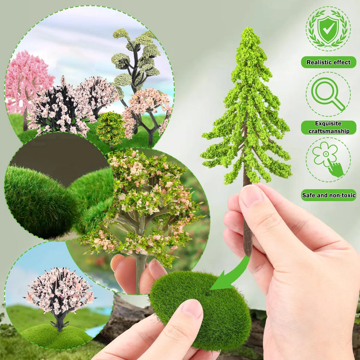 QUOZUO 42PCS Mini Modello Alberi in Miniatura, Modello Misto Alberi Colorati Costruire Treno Scenario