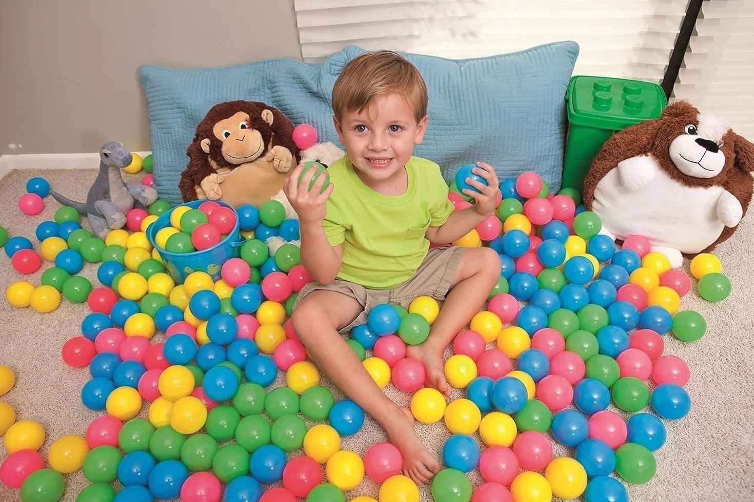 Sacca con Palline Colorate Cesta con 40 Palline Colorate ∅ 7 cm per Bambini in Rete Richiudibile Piscina Cameretta Gioco 40 Palline Palline di Plastica Colorate Gioco per Bambini (B)