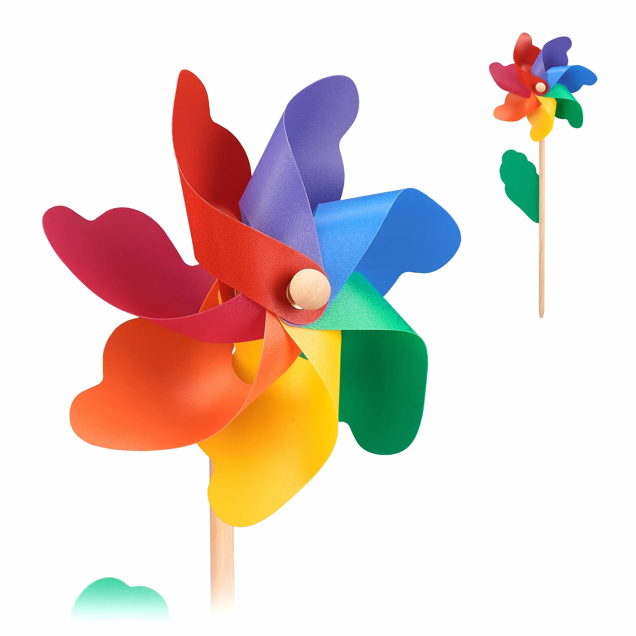Relaxdays Girandole a Vento, Set da 2, Decorazione Giardino, Gioco per Bambini, Mulino per Balcone, Legno, Multicolore