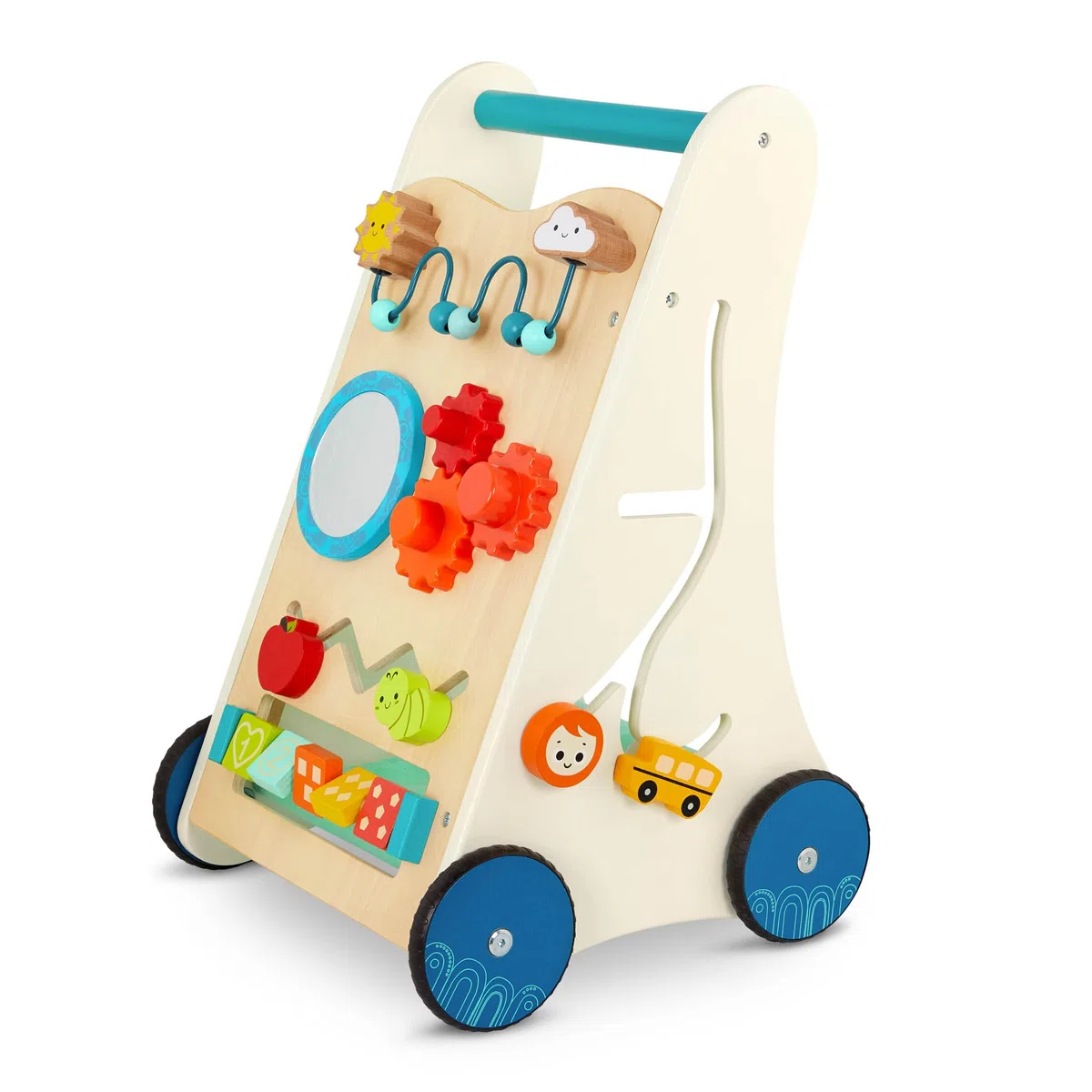 B. toys - Piccoli passi di apprendimento - Camminatore di attività in legno - 7 Attività educative - Giocattolo per l'apprendimento e la camminata per bambini e ragazzi - 1 anno +