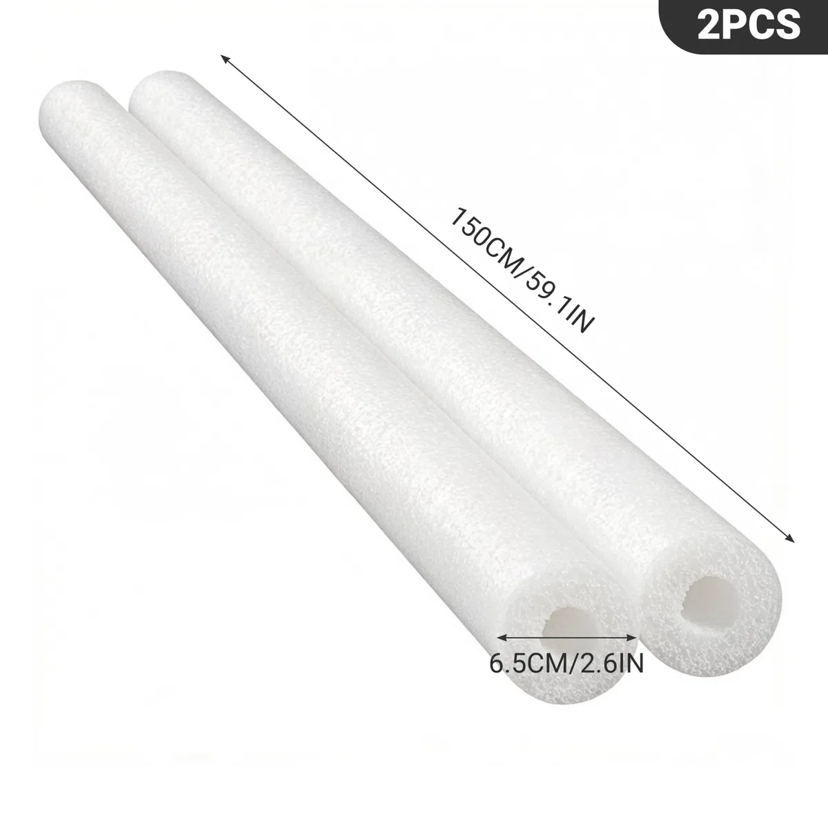 Pool Noodles 2PCS Piscina Bianca Noodle con Foro - Spugna ad Alta densità Antiscivolo Galleggiante Aiuto per il Nuoto per Bambini Attività Acquatiche