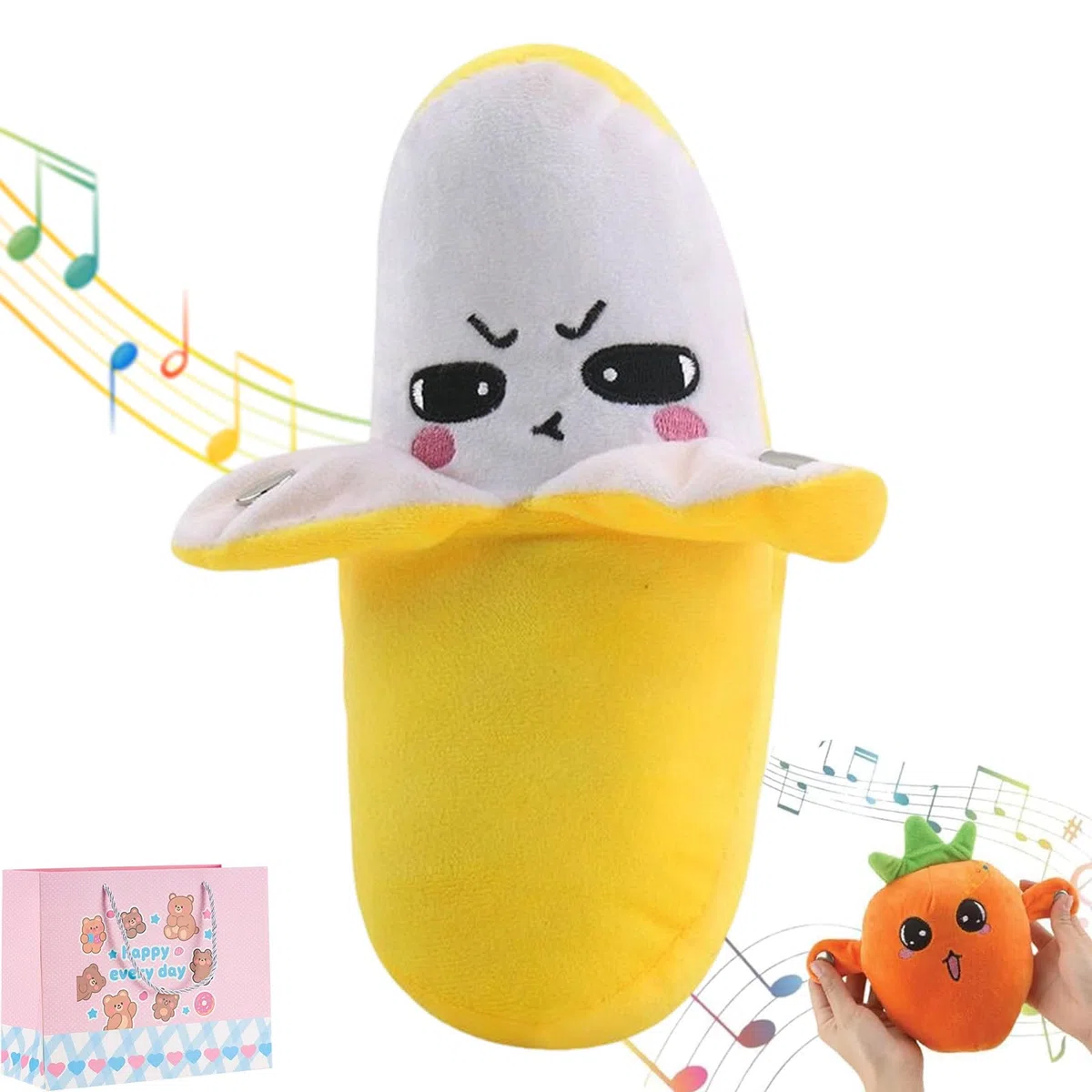 Interactive Music Plush Toy, Touch-Sensitive Banana & Fruit Plush Musical Sensory Toy with Sounds, Soft Interactive Figure for Parent-Child Play, Early Education Gift (Banana)
