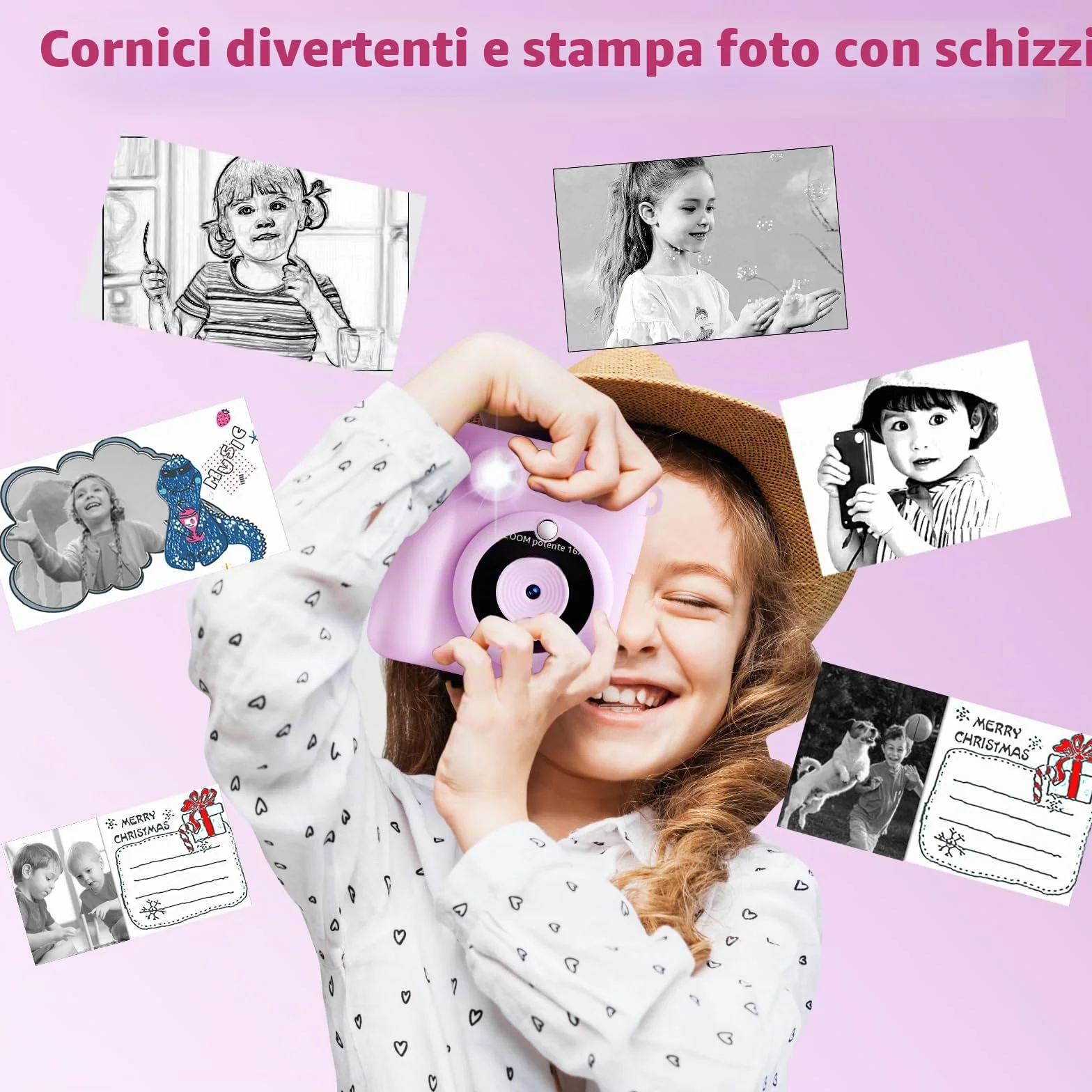 CHRERNA Macchina Fotografica Bambini Istantanea,2,4 Pollici Fotocamera Istantanea Bambini con 32GB Scheda, 1080P HD Fotocamera Digitale Bambina, Regalo per Ragazze Ragazzi da 3-12 Anni