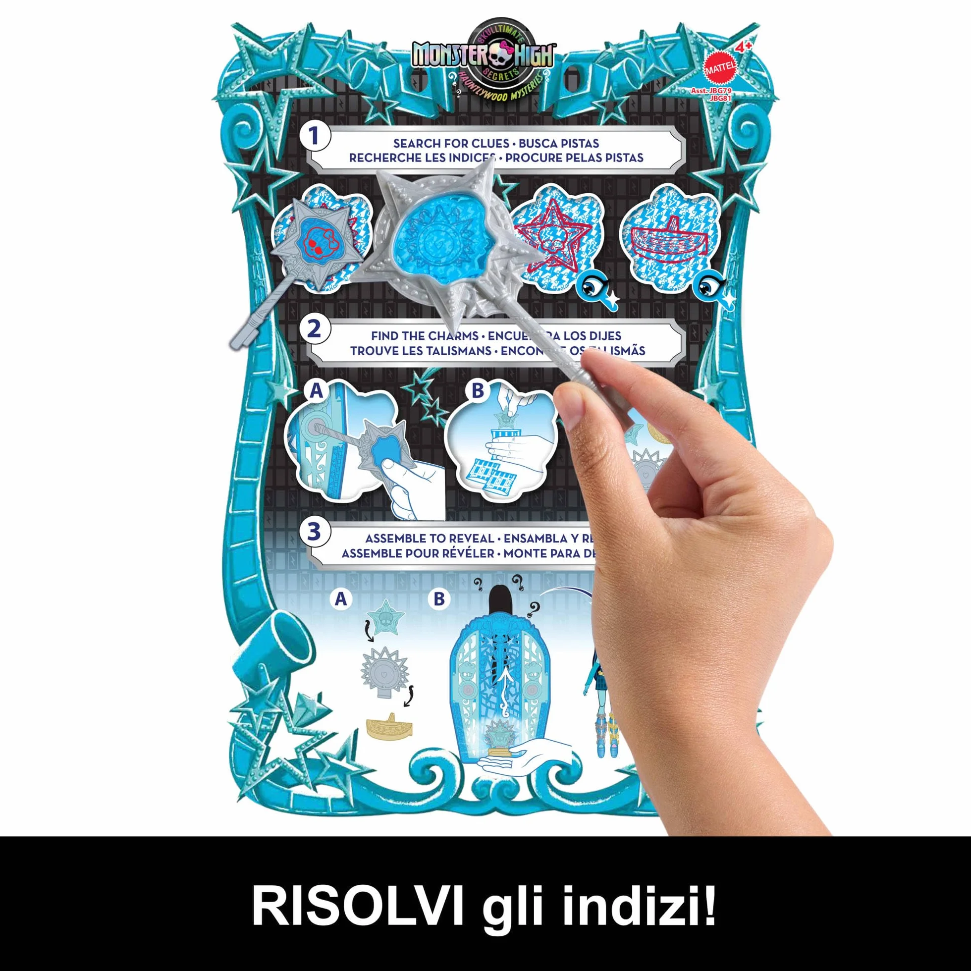 Monster High Segreti da Brivido - Frankie Stein I Misteri di Hauntlywood, bambola con abiti, guardaroba e 19 accessori glamour a sorpresa inclusi, giocattolo per bambini, 4+ anni, JBG81