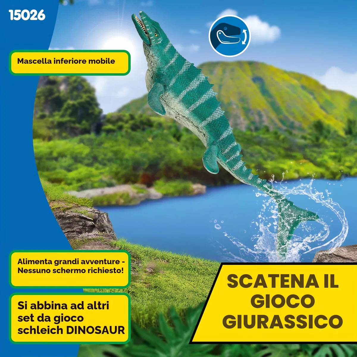SCHLEICH DINOSAURS | Mosasaurus 15026 | dinosauro dettagliato con mascella mobile | figura da collezione di alta qualità | regalo per bambine e bambini | giocattolo dai 3 anni | 32 x 12 x 7 cm
