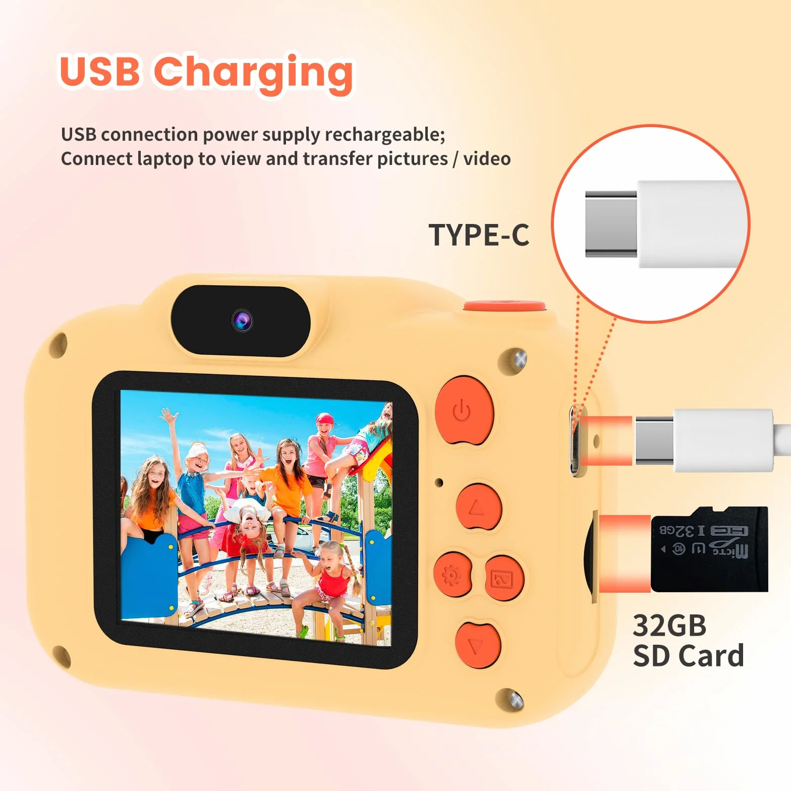 GlobalCrown Macchina Fotografica Bambini,Mini Ricaricabile Fotocamera Digitale Giocattoli per bambini Videocamera Regali per Ragazze Ragazzi da 3-8 Anni,12MP Video HD Schermo (Scheda 32 GB inclusa)