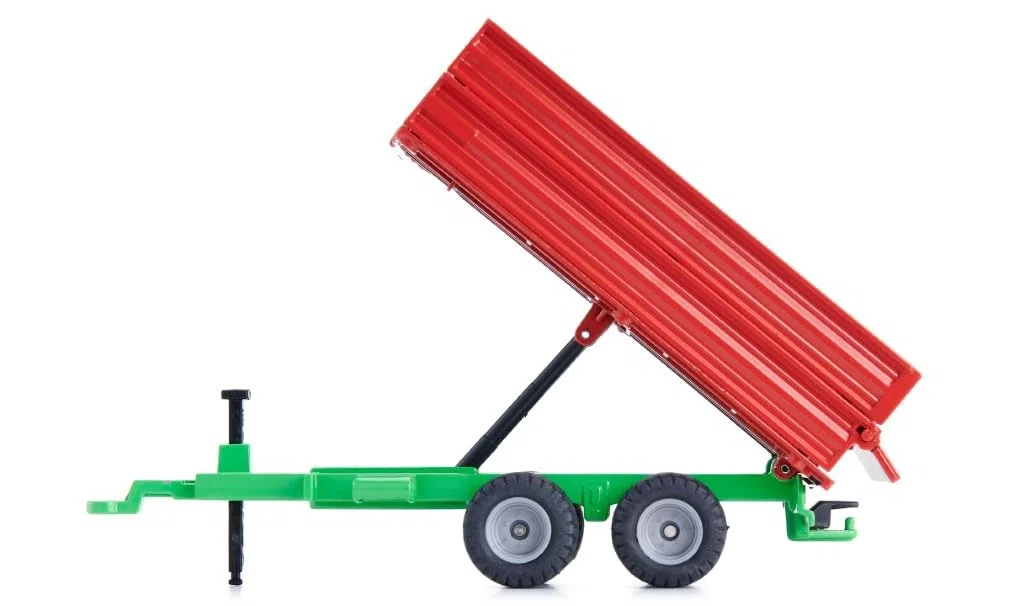 Siku 2881, rimorchio a doppio asse, 1:32, Metallo/Plastica, Rosso/Verde, Giocattolo per bambini, Pianale ribaltabile, Sponde laterali regolabili in altezza