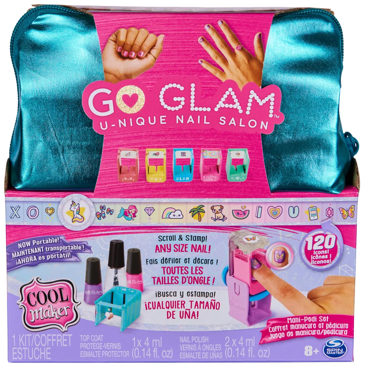 Cool Maker, Go Glam Pochette Decora Unghie, Kit Unghie Bambina, 5 cartucce con 120 Decorazioni, 3 smalti per Unghie da Bambina, Giocattolo per Bambine da 8 Anni