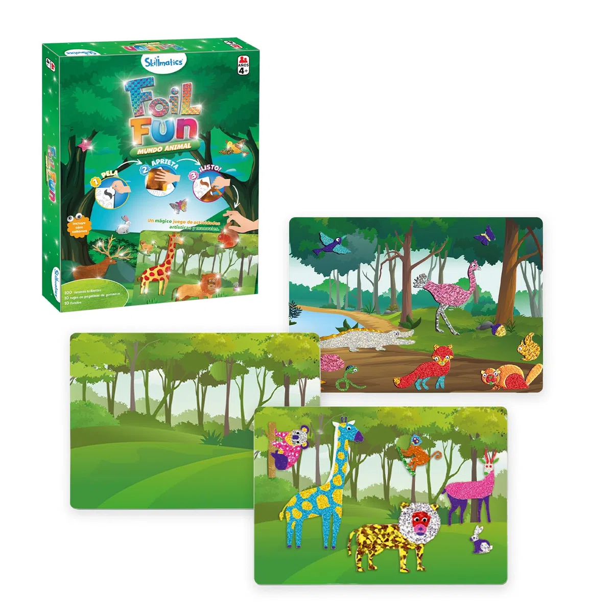 Ludilo - Foil Fun World Animal | Artigianato Bambini 4 Anni O Più | Giochi Per Bambini 1 Giocatore | Giochi Educativi Bambini 4 Anni O Più | Artigianato Bambini con 100 Fogli
