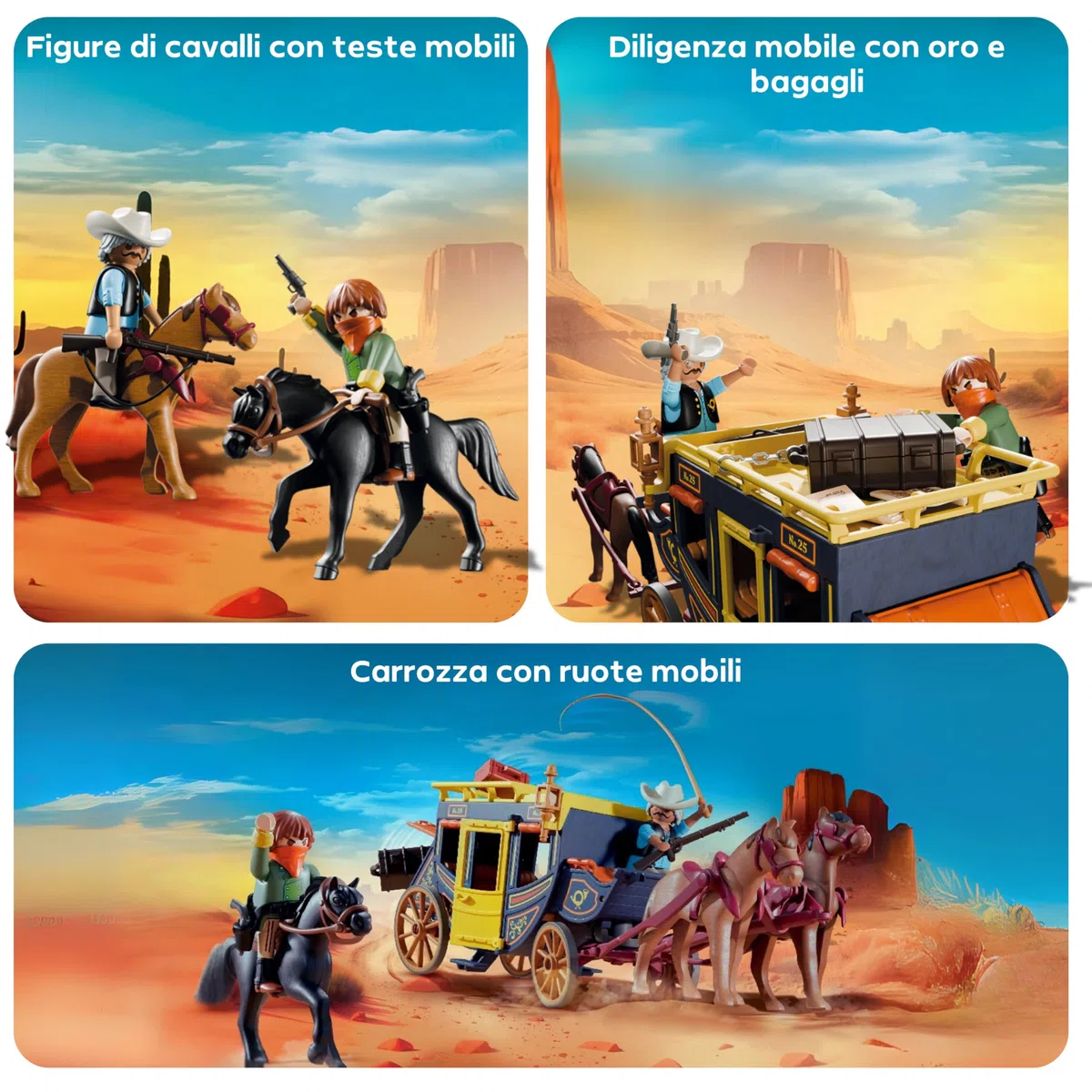 PLAYMOBIL | Promo Pack | Rapina alla diligenza | Giocattolo da 4 anni | Regalo per bambini | Set di gioco avventuroso con figure e cavalli | 71862