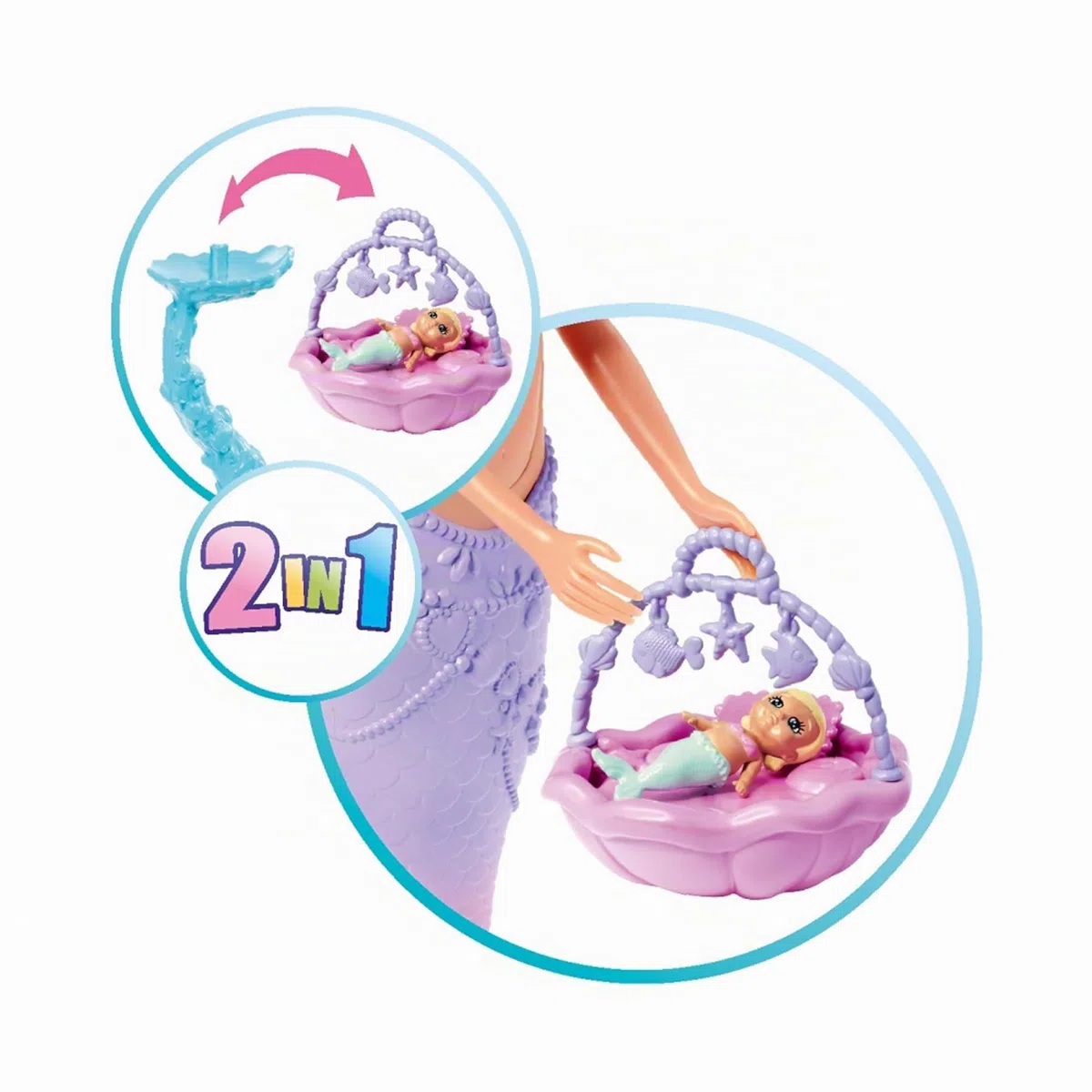 Simba Steffi Love Mermaid Family - Bambola a forma di sirena in gravidanza con kevin, con lettino, 29 cm, per bambini a partire dai 3 anni