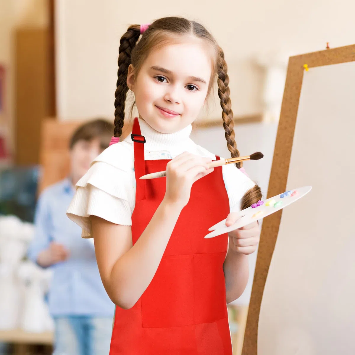 Morcheiong Confezione da 8/12/24 grembiuli regolabili per bambini con 2 tasche per bambini grembiuli da pittura per pasticceria e pittura