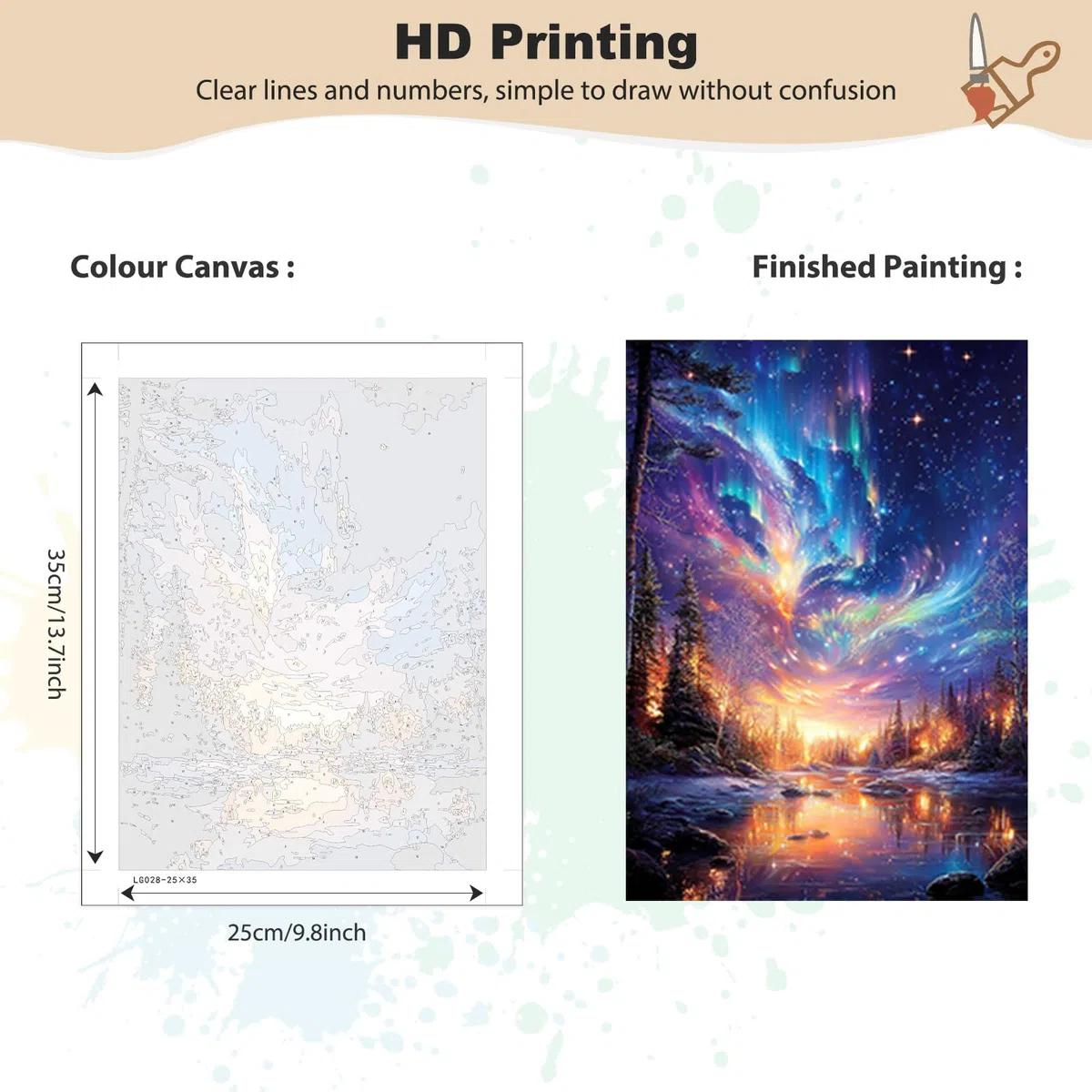 MEIYUDA Dipingere con i Numeri Adulti con Telaio Notte stellata, Pittura a Olio Kit Paint by Numbers, fai da te Quadri da Dipingere Numerat, Pittura Adulti Decora la Casa Regalo 25x35cm