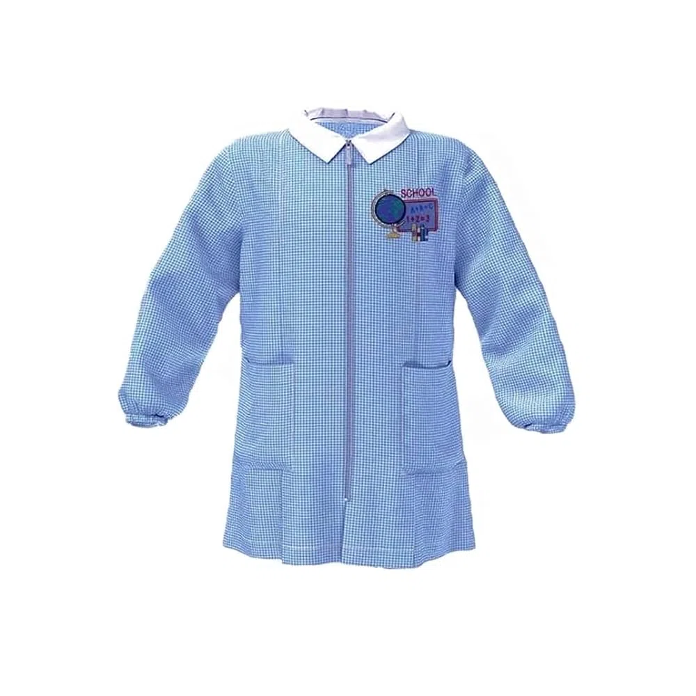 AMBROSINO Grembiule Scuola Materna Bambino Quadretto Cielo Ricamato Simpatico Omaggio Egidio Incluso