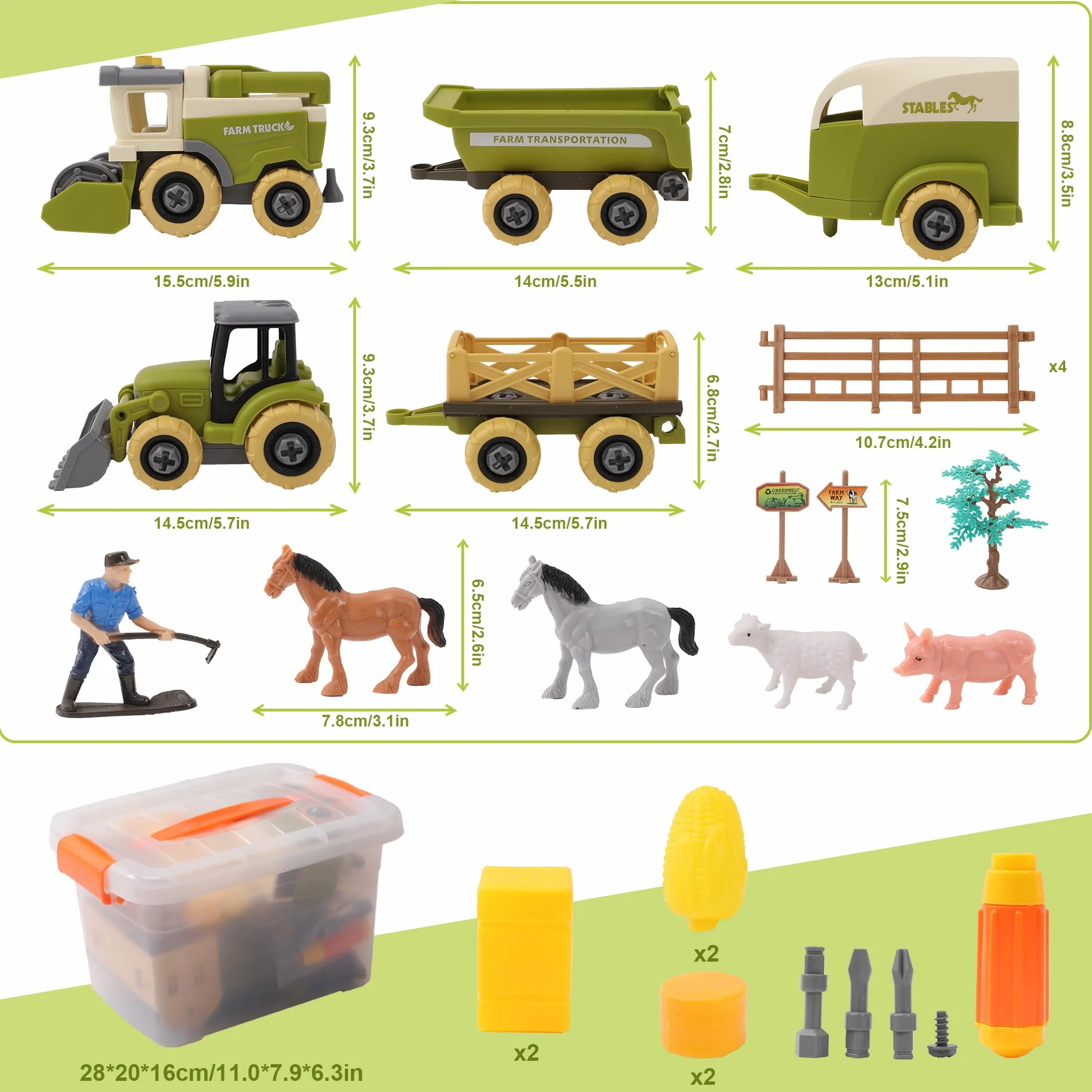 Herefun Set di Giochi della Fattoria con Trattore, Animali Fattoria per Bambini, Set di Giocattoli Animali della Fattoria, Fattoria Trattore Giocattolo, Giocattoli Educativi Regali Bambini 3 4 5+ anni