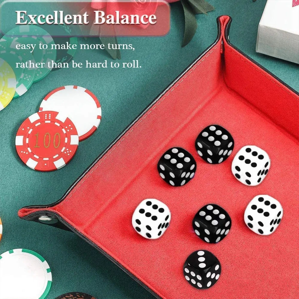 powerking Set di Dadi,100 Pezzi Nero Bulk Game Dices per Gioco di Dadi Tensies, Gioco da Tavolo, Gioco di Matematica, bomboniera, Angolo Rotondo a 6 Lati da 16 mm (Nero)