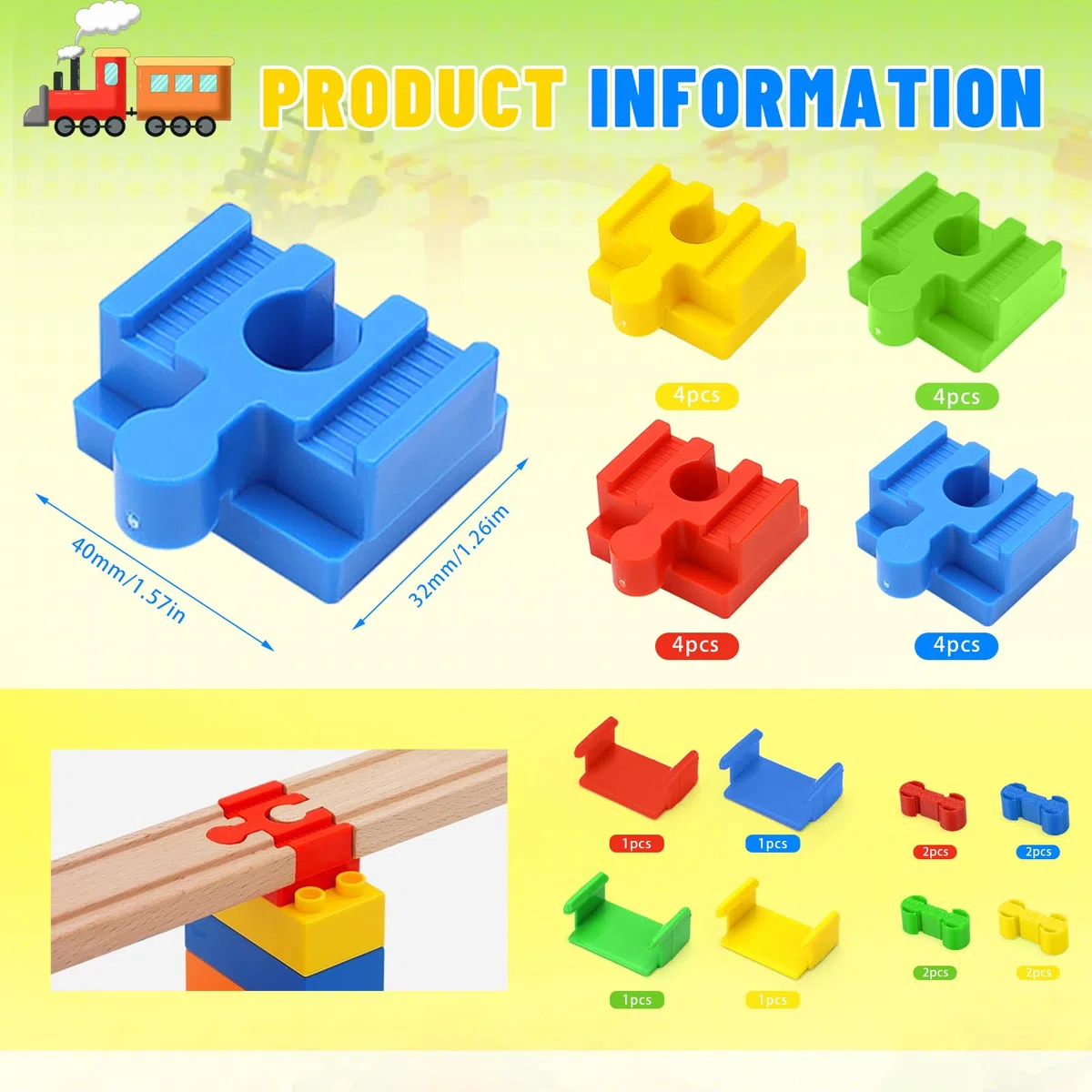 Adattatore per Ferrovia in Legno 28 pezzi Connettori per Ferrovia in Plastica Adatto Giocattoli Trenino Fai da Te Accessori per Bambini di Età Compresa Tra 3 e 7