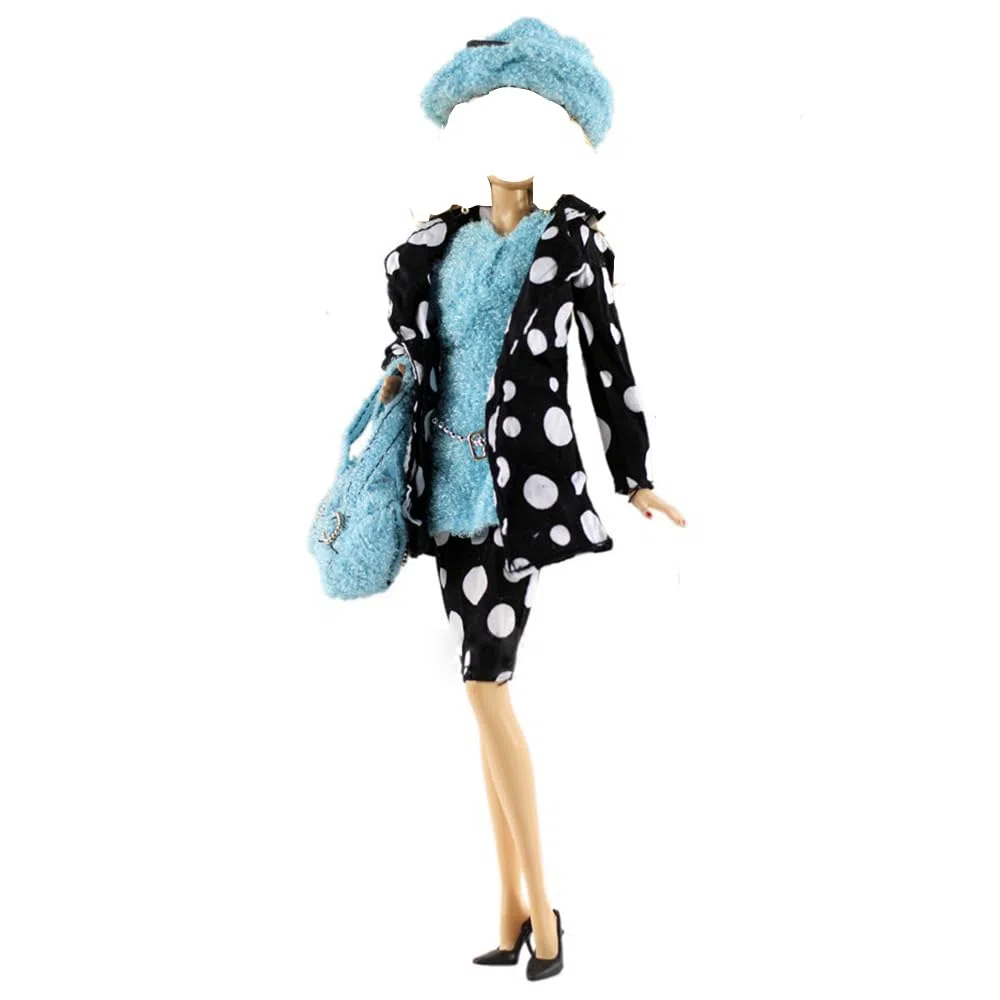 5 Set Abbigliamento Autunnale Vestiti Abiti D'Inverno + Pantaloni Scarpe Manica lunga Soprabito Cappotto peluche Per 29cm Bambole Accessori regalo di Natale Casuale Stile