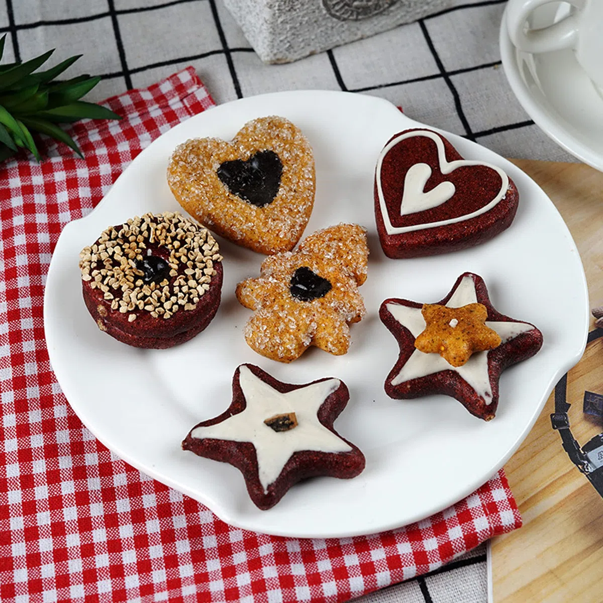 6pcs Biscotti Finti Torta Di Pane Simulata Biscotti Artificiali Simulazione Artificiale Dei Biscotti Simulazione Del Biscotto Realistico Cibo Dessert Per Decorazione, Modello Di Cibo, Fotografia
