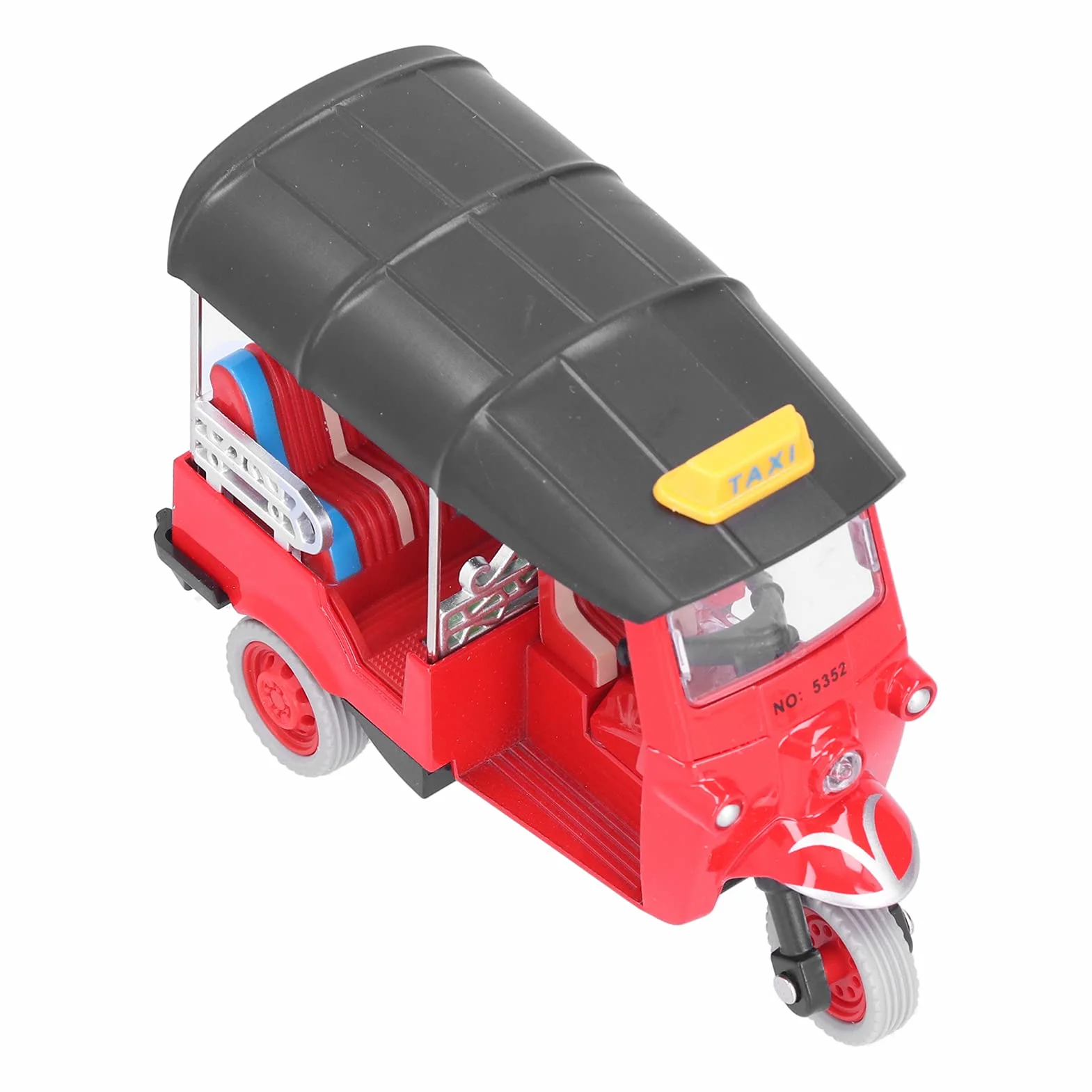 Hztyyier Tirare il giocattolo modello di auto di simulazione del triciclo tailandese, auto Tuk Tuk in lega di qualità (rosso)