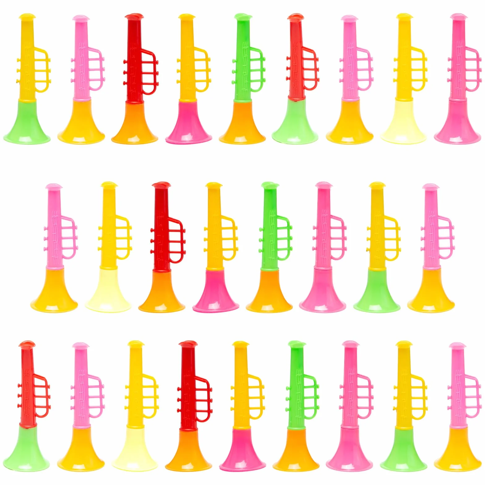 25 Pezzi Trombe Plastica Trombetta Giocattolo Bambini Vuvuzela Portatile Giocattolo Tromba Strumenti Musicali Bambini Mini Tromba Produttori di Rumore Trombetta per bambini, Colorato, 10*3.8cm