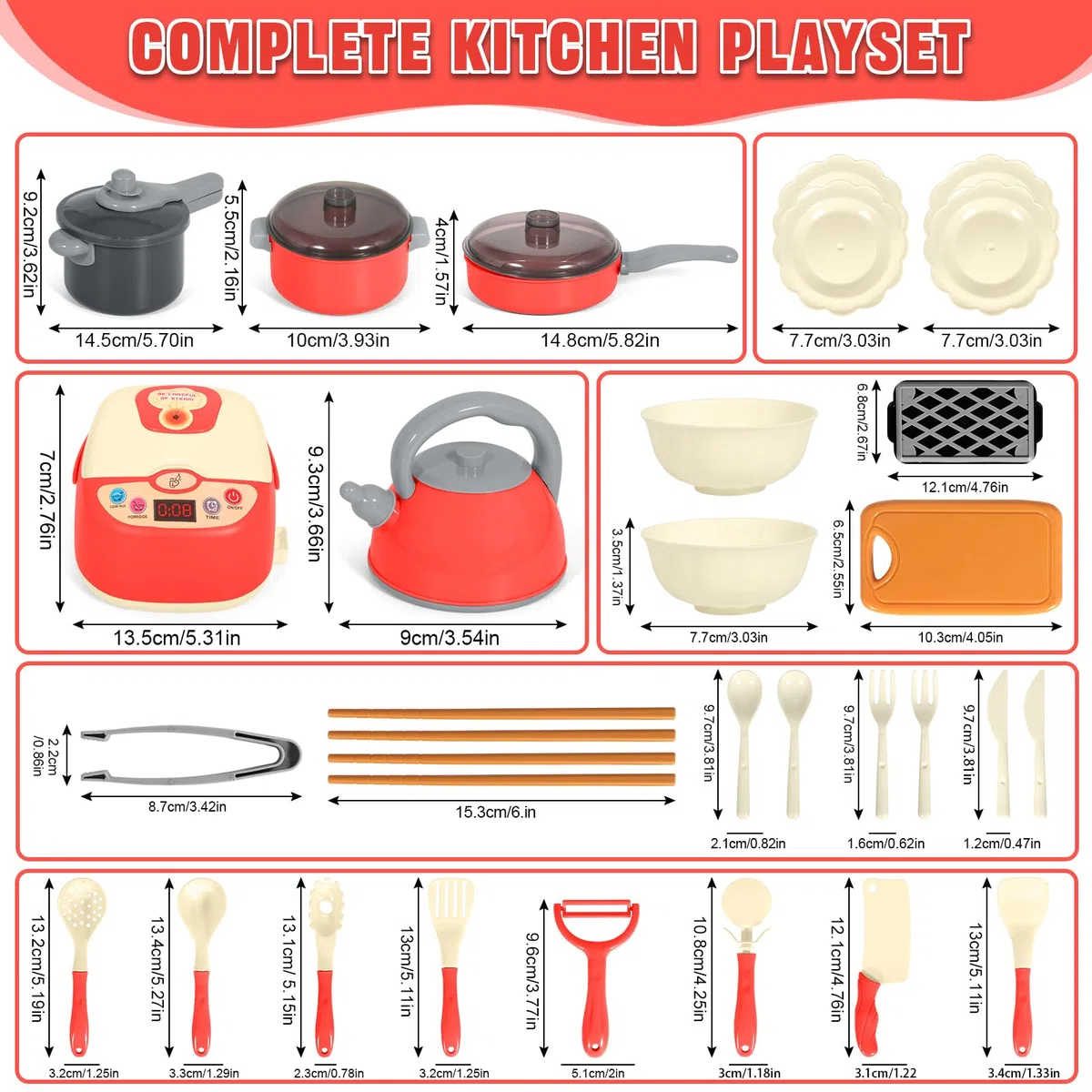 Accessori Giocattolo da Cucina per Bambini, Gioco di Ruolo da Chef, Giocattoli da Cucina con Pentole e Padelle, Adatto per Bambini e Bambine di 3 4 5 6 7 8 Anni